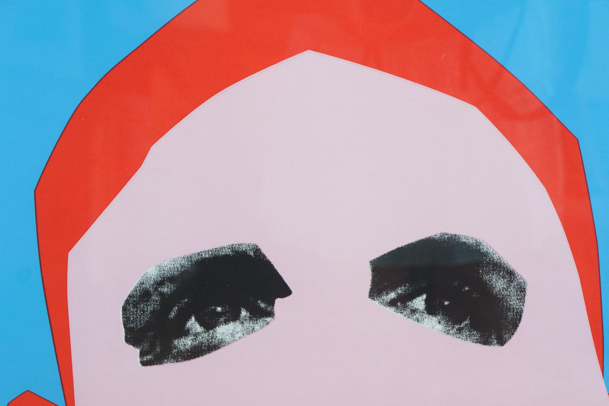 Painted Robert Escalera Silk Screen Collage Portrait
