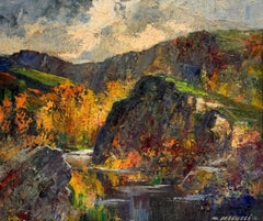 Autunno nelle Gole dell'Ouysse Paesaggio francese dipinto ad olio