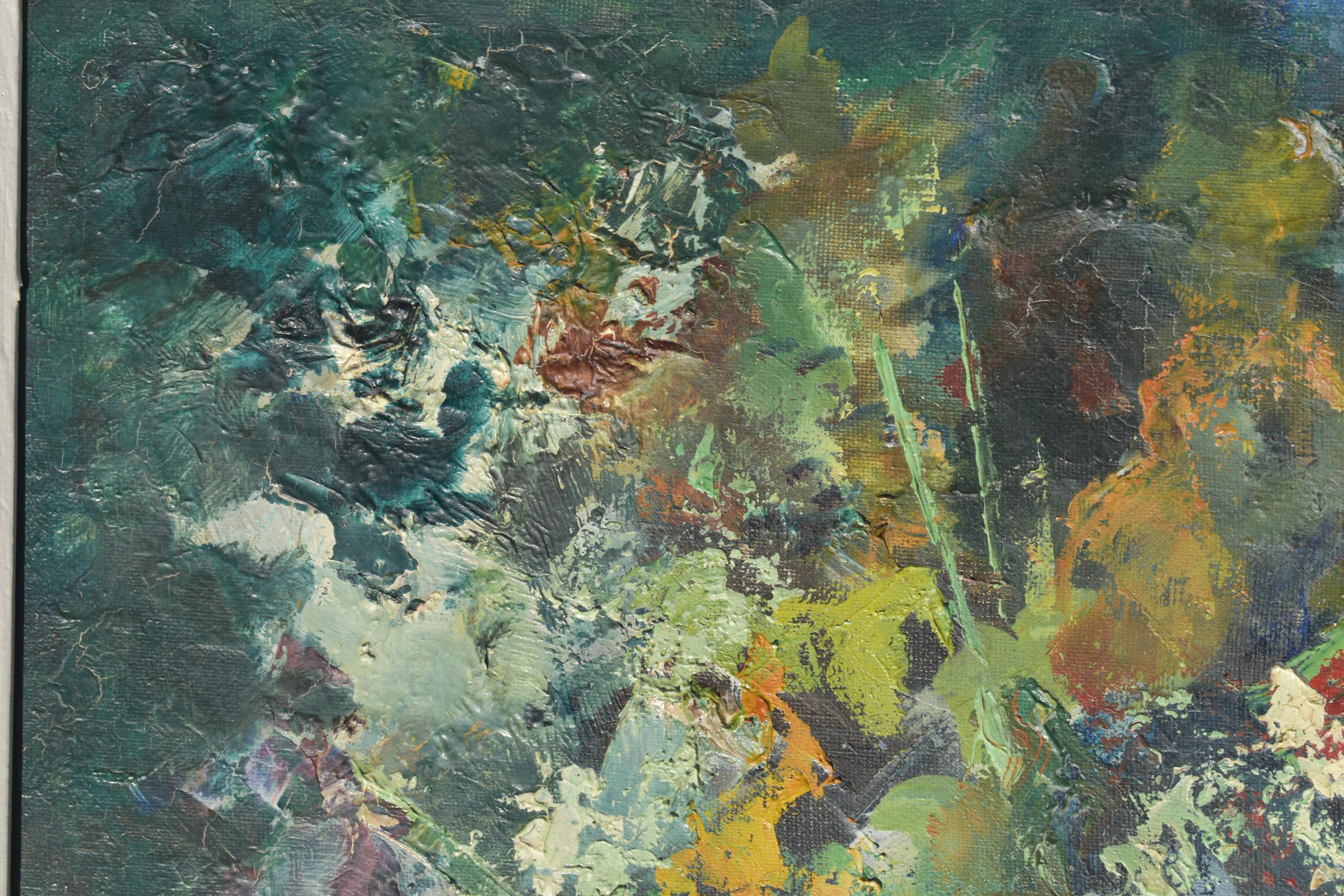Pittura ad olio post impressionista francese - Still-Life Painting Nero di Robert Falcucci