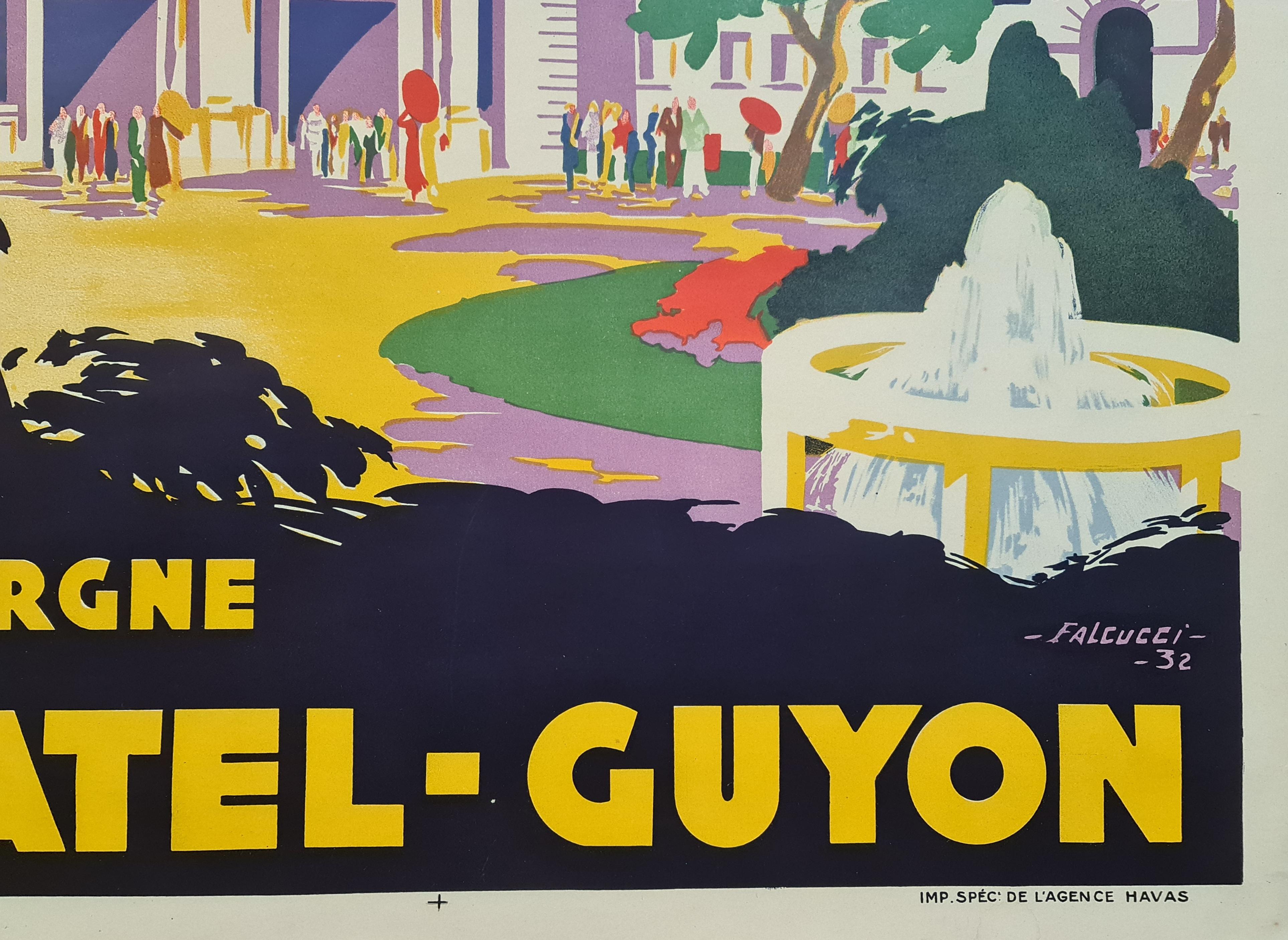 1932 Falcucci's vintage poster for PLM - Auvergne Chatel Guyon For Sale 1
