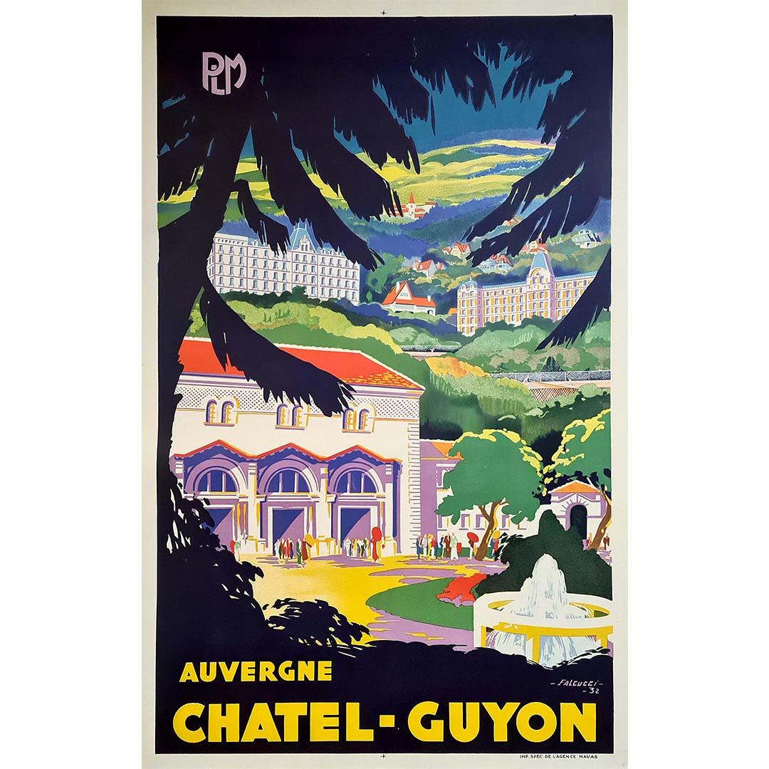 1932 Falcucci's vintage poster for PLM - Auvergne Chatel Guyon - Print by Robert Falcucci
