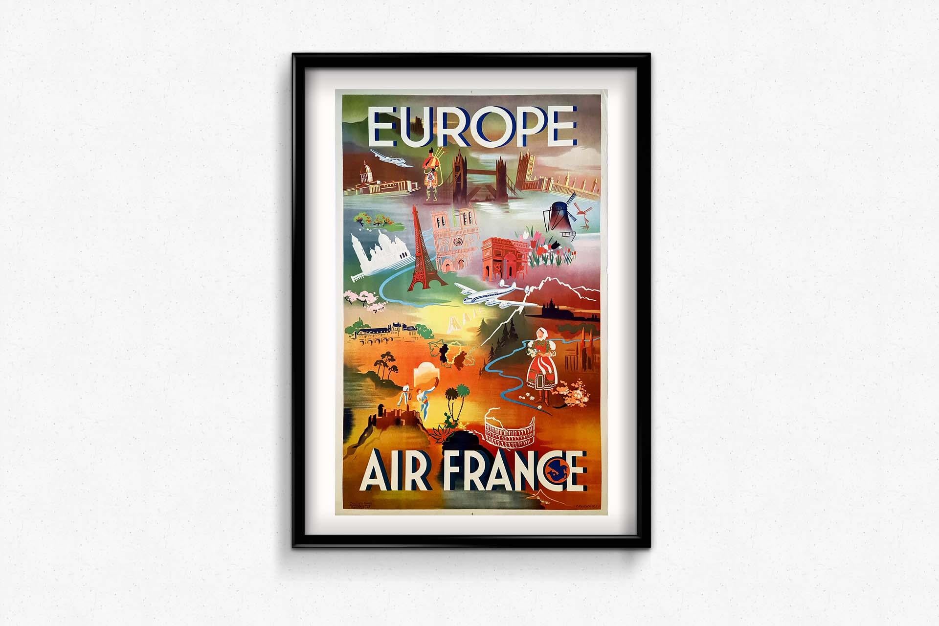 In the golden age of air travel, Air France soared to new heights as a symbol of elegance and adventure. The airline's promotional efforts were often complemented by captivating travel posters, and in 1949, artist Falcucci contributed a masterpiece