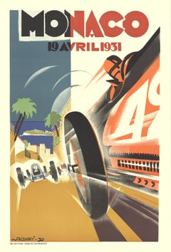 1983 Robert Falcucci 'Monaco Grand Prix 1931' Vintage Multicolor,Orange,Yellow,B