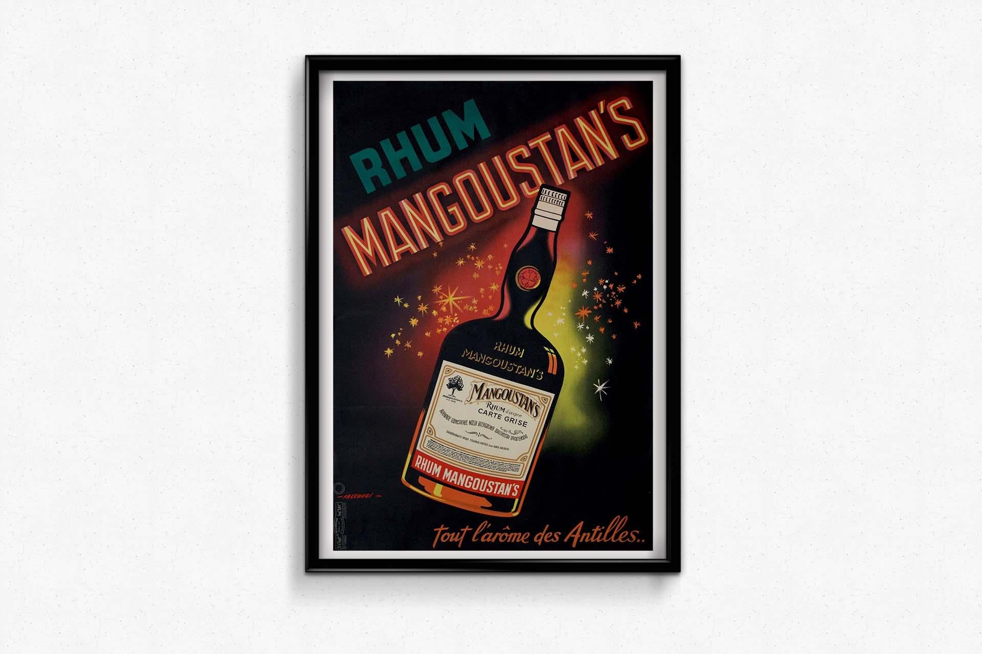 Circa 1960 Originalplakat von Robert Falcucci für Rhum Mangoustan's im Angebot 1