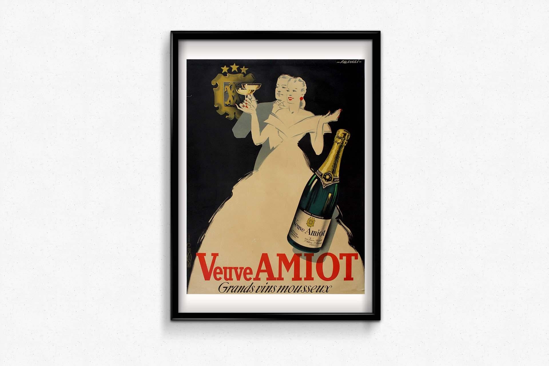Falcucci's Original Werbeplakat Veuve Amiot Grands Vins Mousseux, 1929 (Art déco), Print, von Robert Falcucci