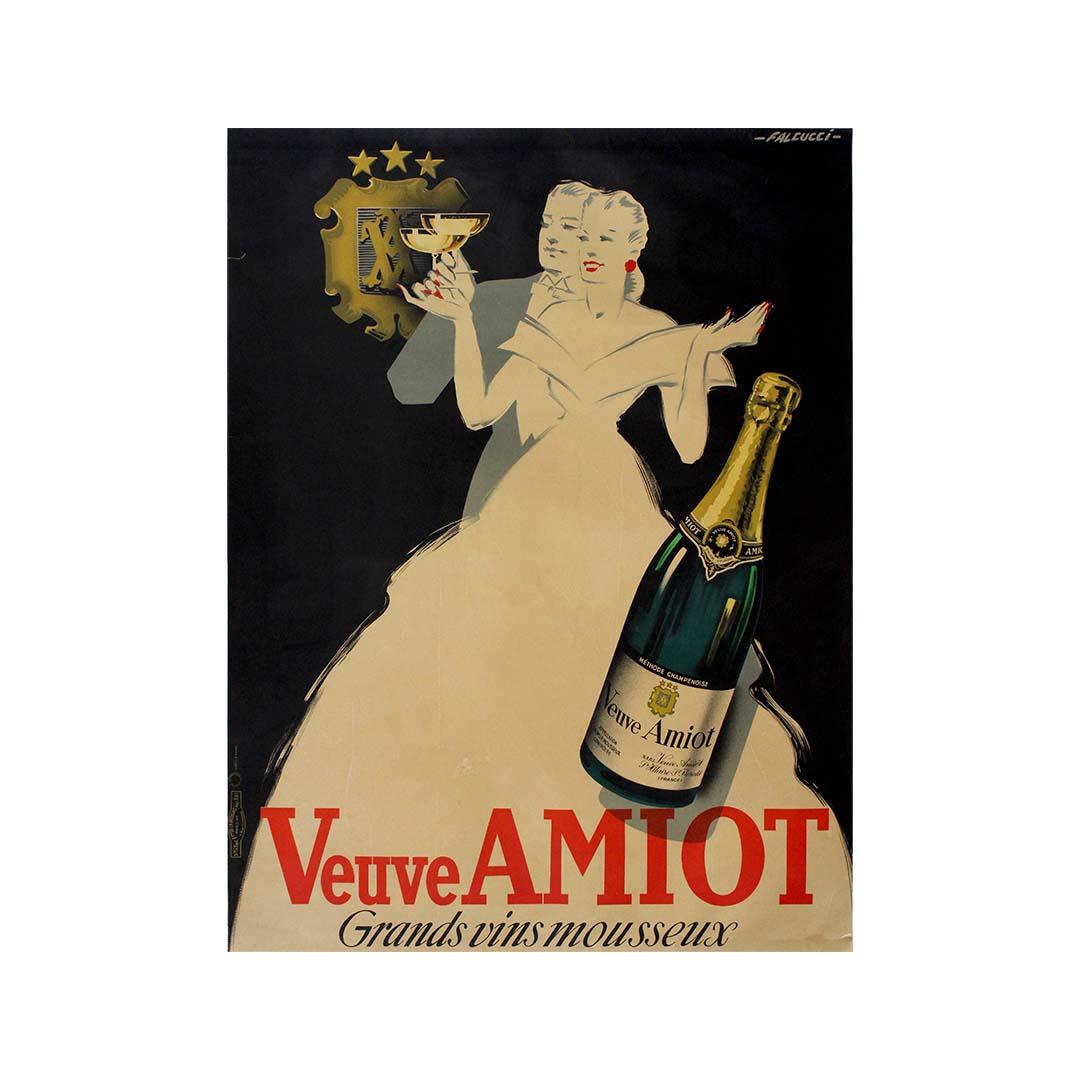 Falcucci's Original Werbeplakat Veuve Amiot Grands Vins Mousseux, 1929 im Angebot 1