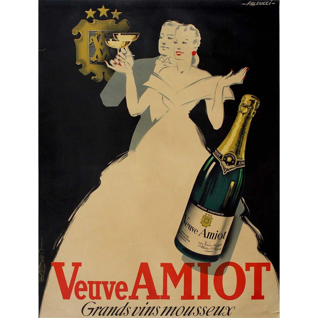 Falcucci's Original Werbeplakat Veuve Amiot Grands Vins Mousseux, 1929 – Print von Robert Falcucci