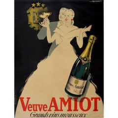 Falcucci's 1929 Manifesto pubblicitario originale Veuve Amiot Grands Vins Mousseux