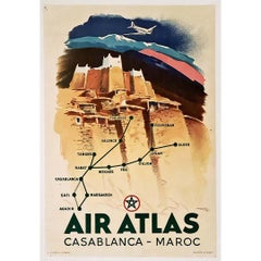 Affiche originale de Falcucci en 1948 pour Air Atlas - Maroc - Casablanca