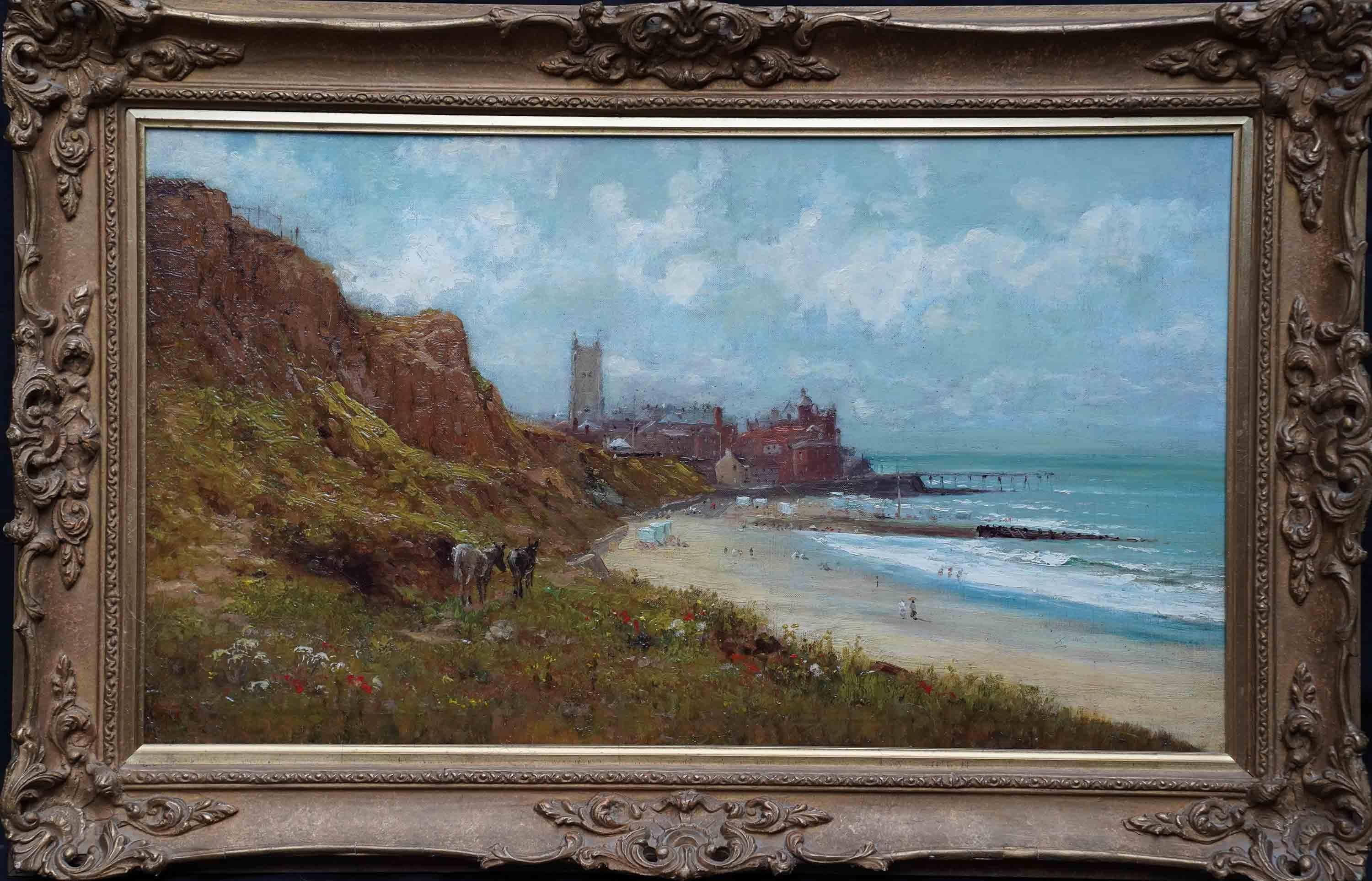 Robert Finlay McIntrye Landscape Painting - Cromer Coastal Landscape with Donkeys - British 19th century art oil painting