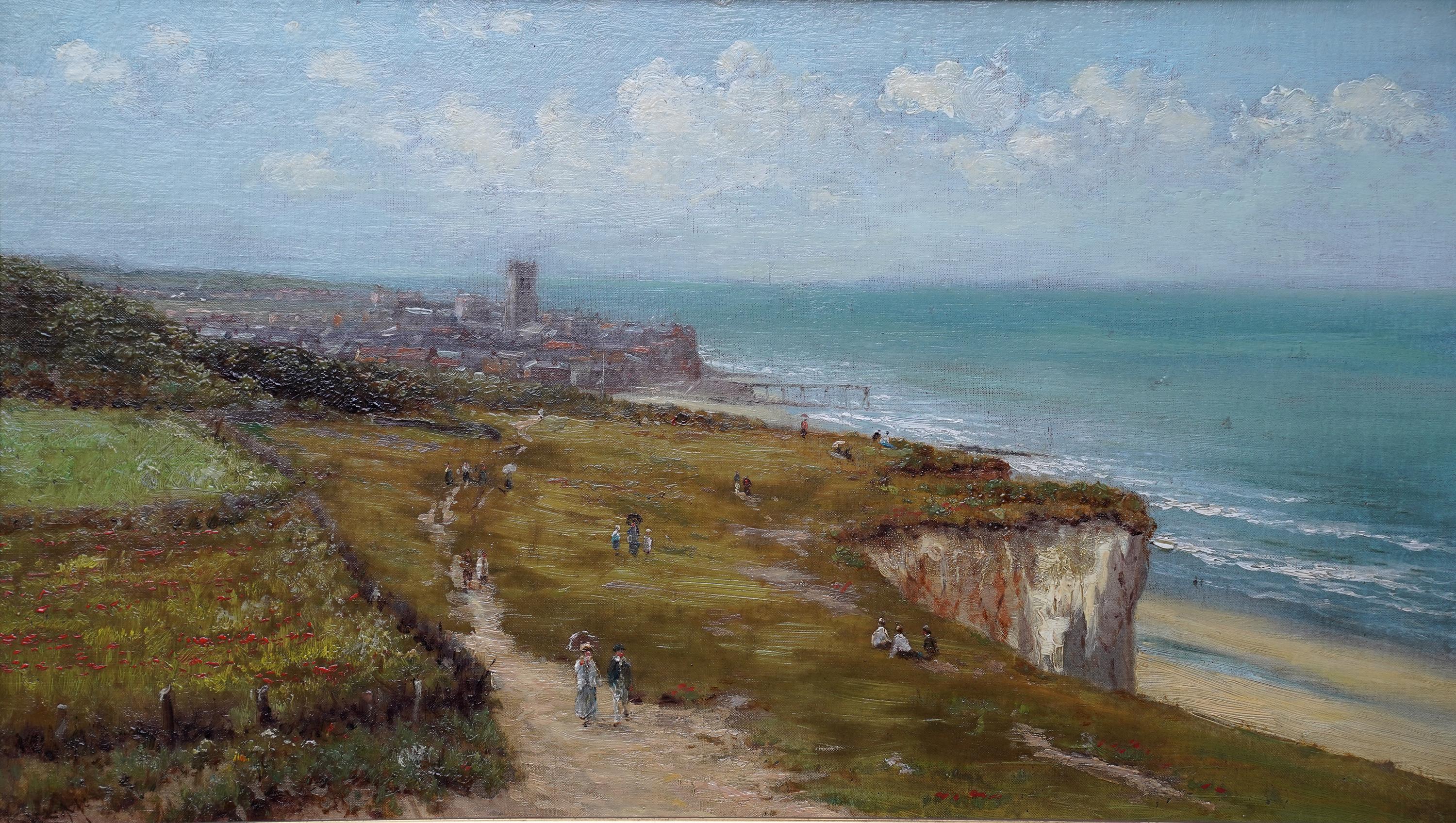 Cromer Coastal Landscape from Cliffs - British 19th century art oil painting - Painting by Robert Finlay Mcintyre