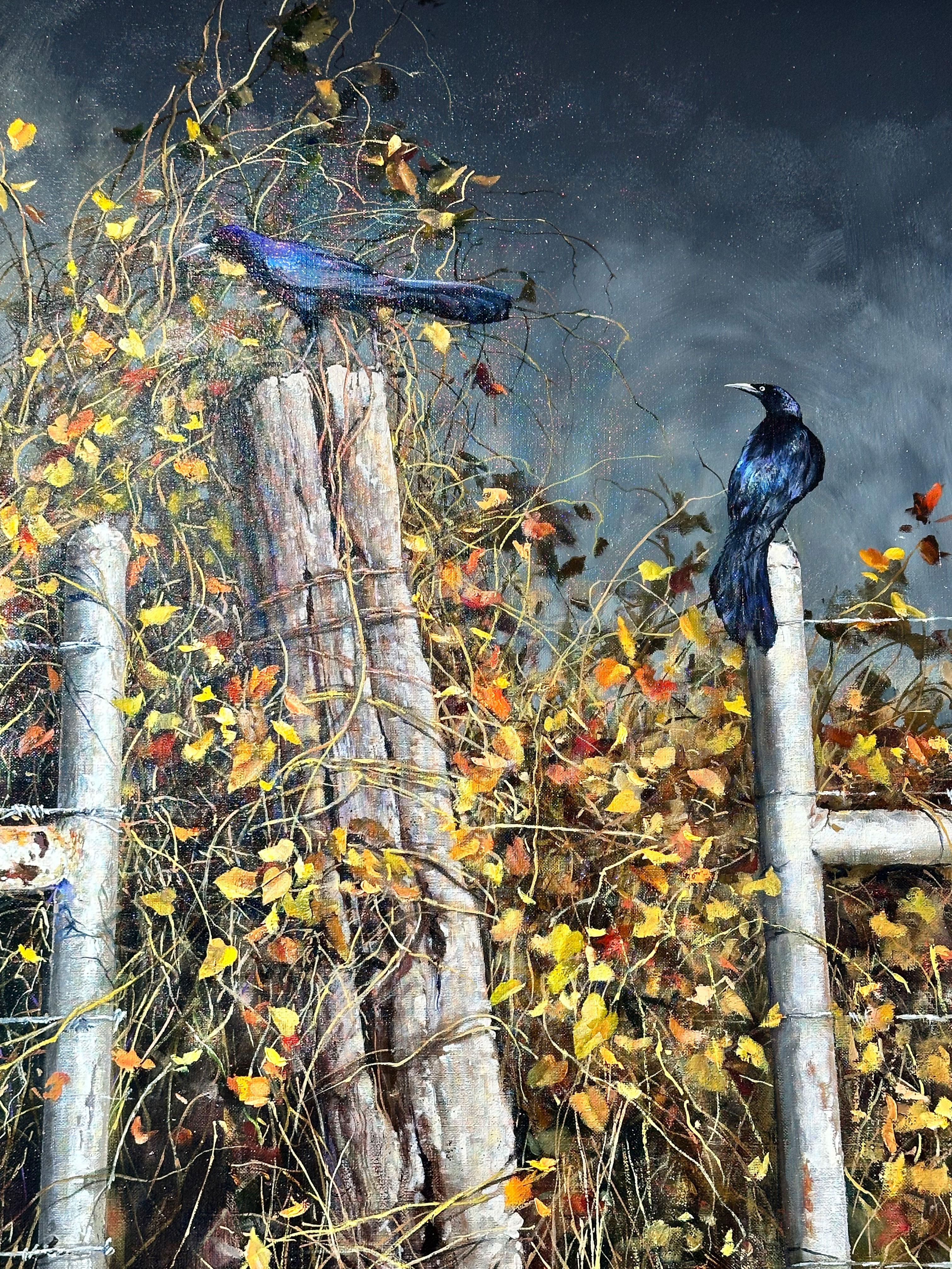 « Calling for Rain », Robert Fobear, huile sur toile originale, 60 x 48, oiseaux animaliers en vente 4