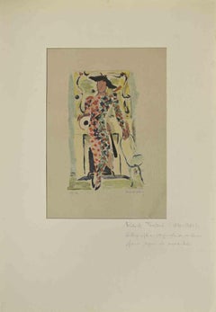 Arlecchino - Litografia di Robert Fonitene - Metà del XX secolo