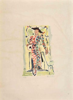 Harlequin - Original Lithograph by Robert Fonténé - Mid 20th Century