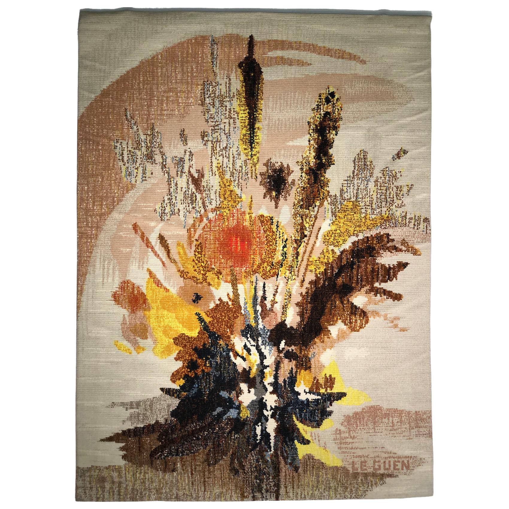 Robert Four, Aubusson Tapestry "Aube Fleurie" Signed by Le Guen, circa 1960