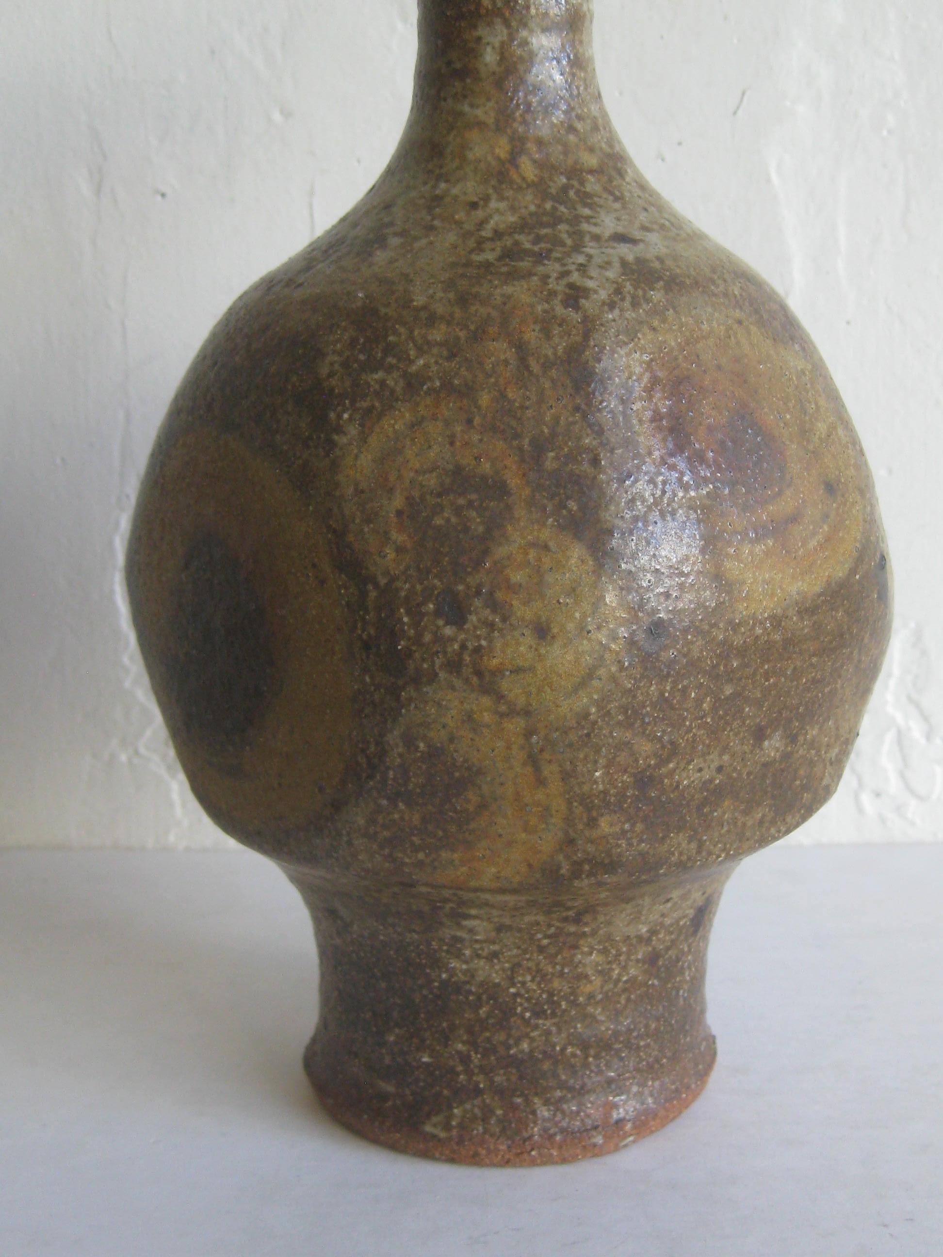 Hand-Crafted Robert Fournier British Studio Art Pottery Modernist Stoneware Vase Vessel Big For Sale