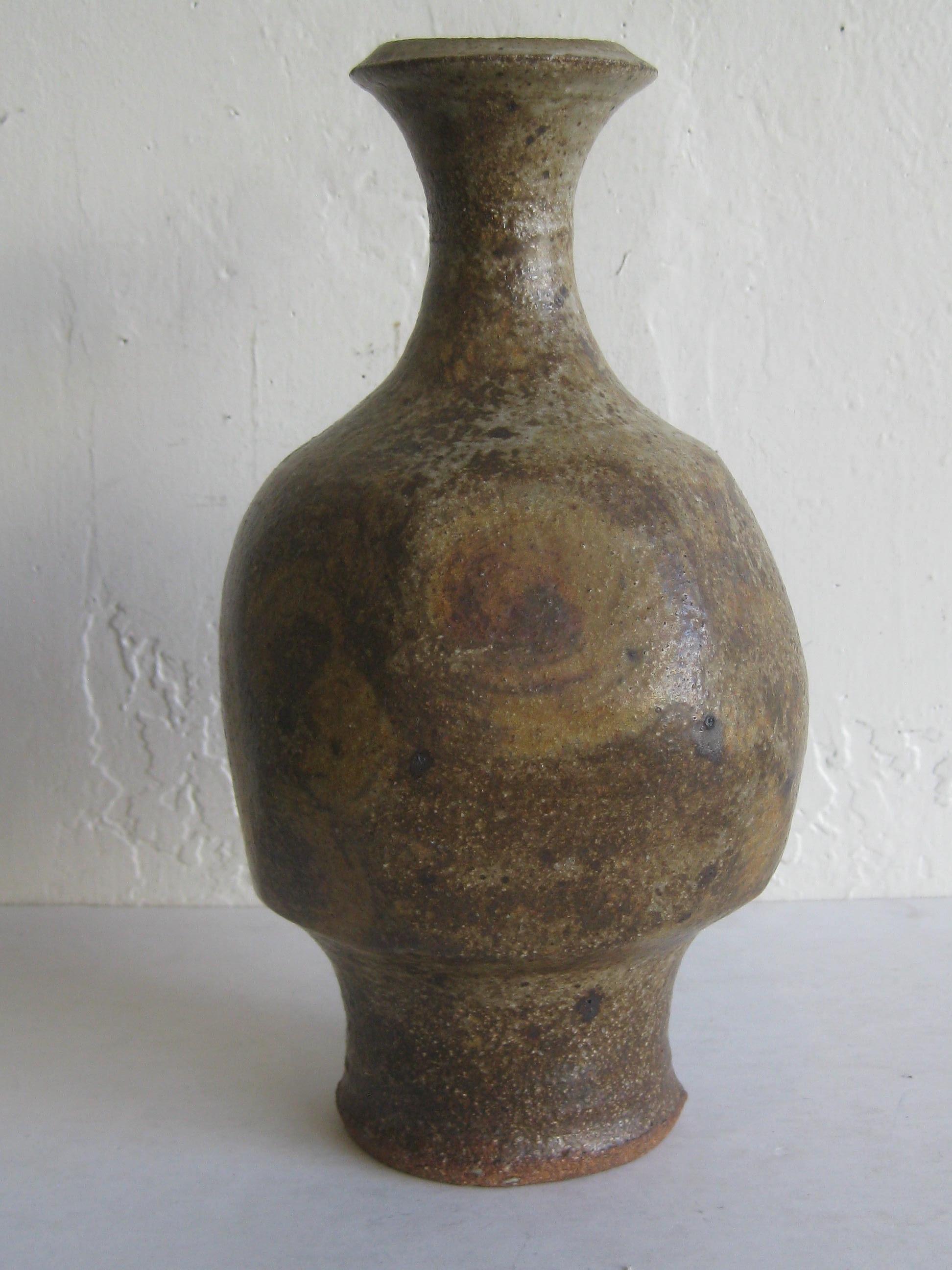 Robert Fournier British Studio Art Pottery Modernist Stoneware Vase Vessel Big In Good Condition For Sale In San Diego, CA