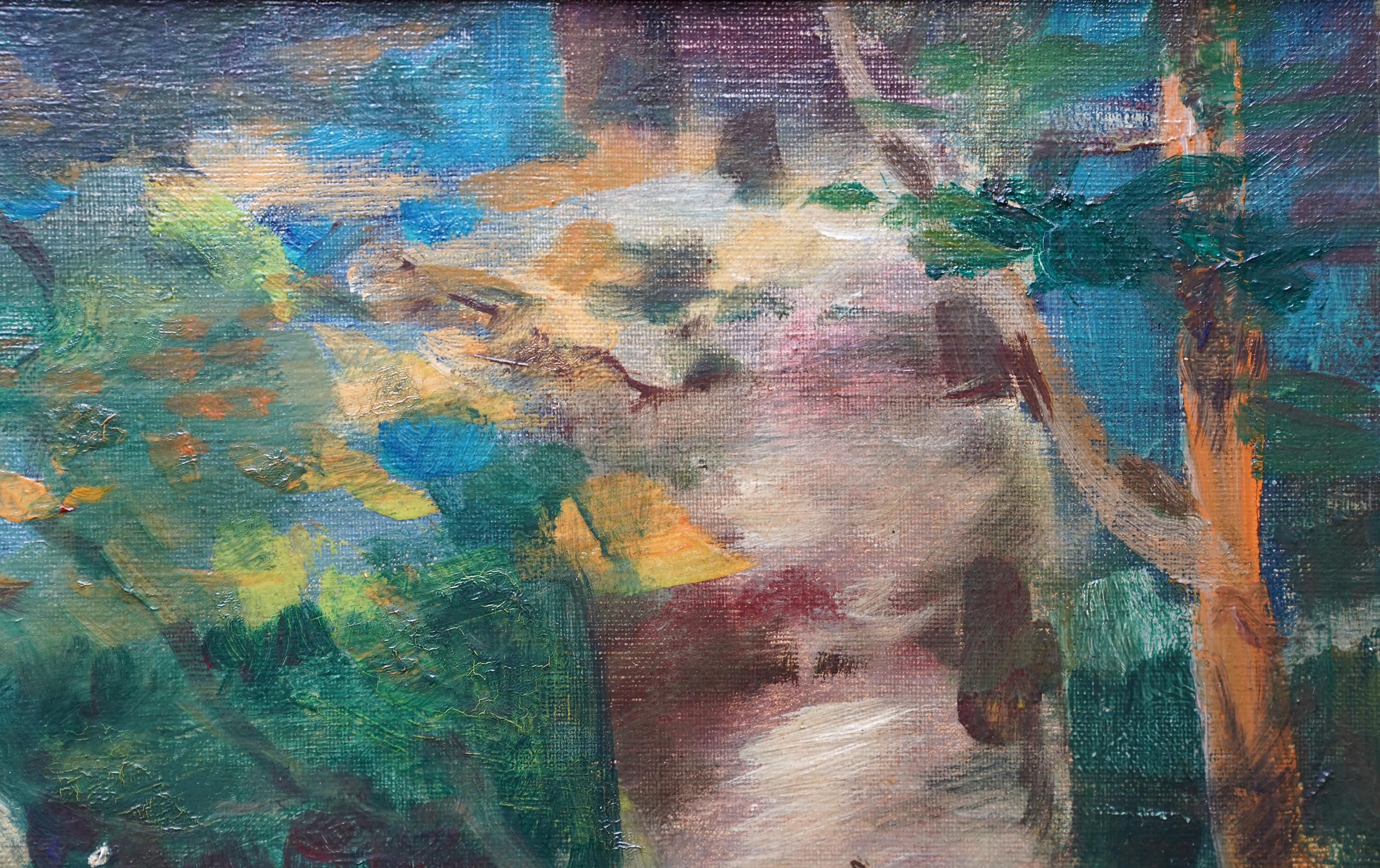 Retrato de doncella en paisaje costero - Pintura al óleo escocesa de arte victoriano en venta 2