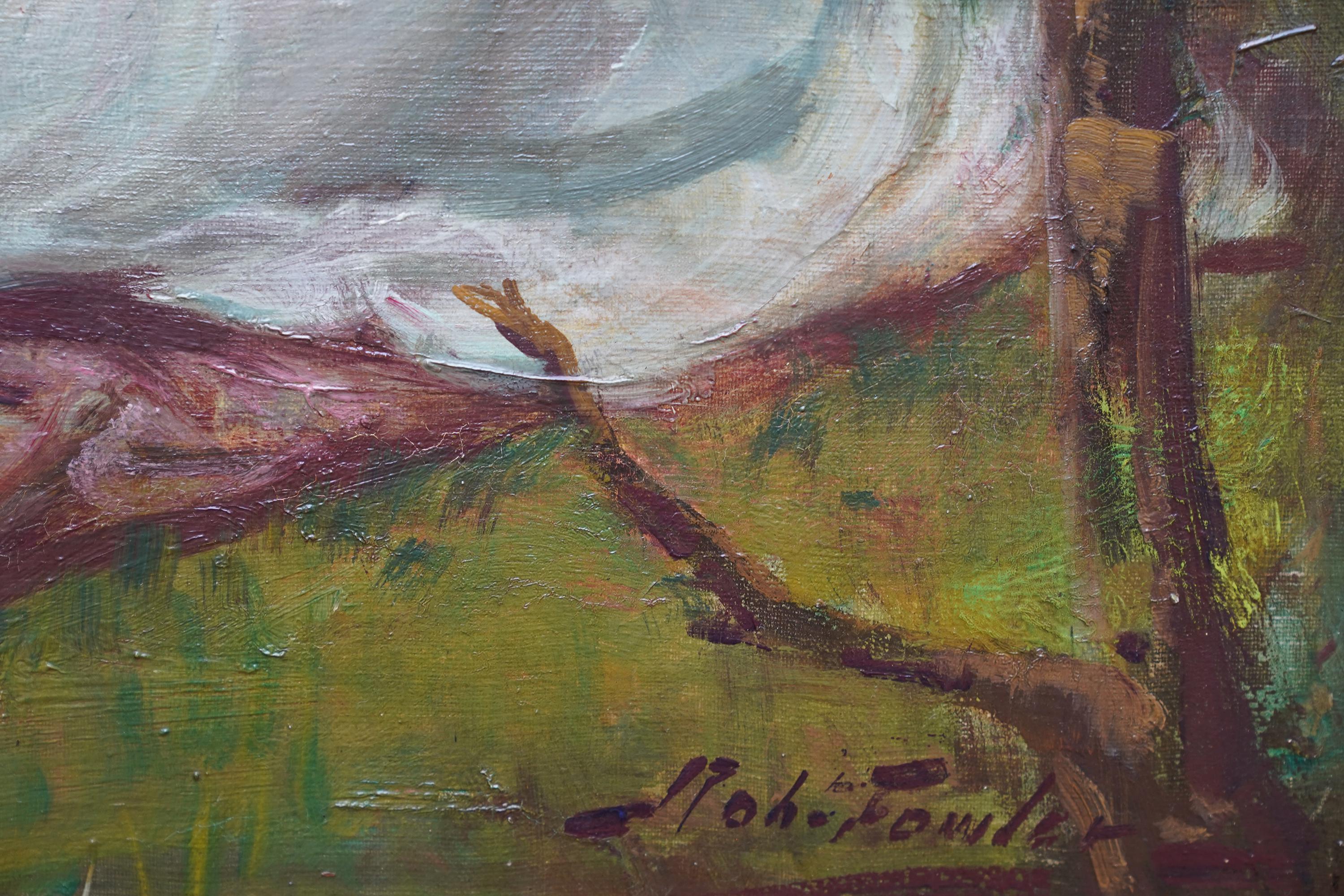 Retrato de doncella en paisaje costero - Pintura al óleo escocesa de arte victoriano en venta 4