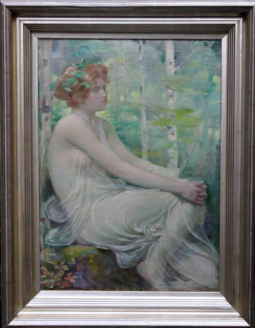 Portrait of  Maiden in Landscape - Scottish 19thC Pre-Raphaelite  oil painting 6
