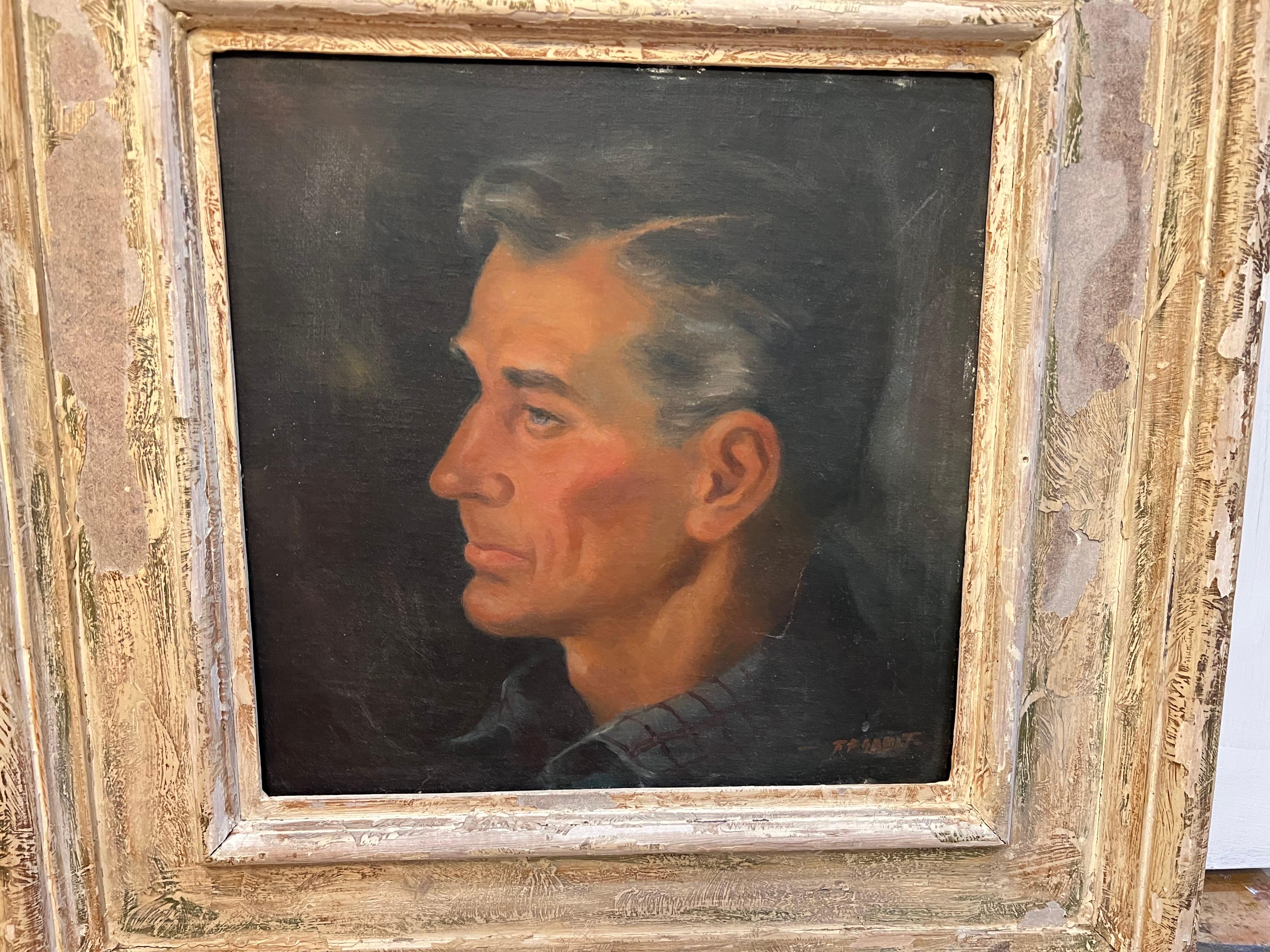 Milieu du XXe siècle Robert Franklin Gault Portrait signé d'un homme en vente