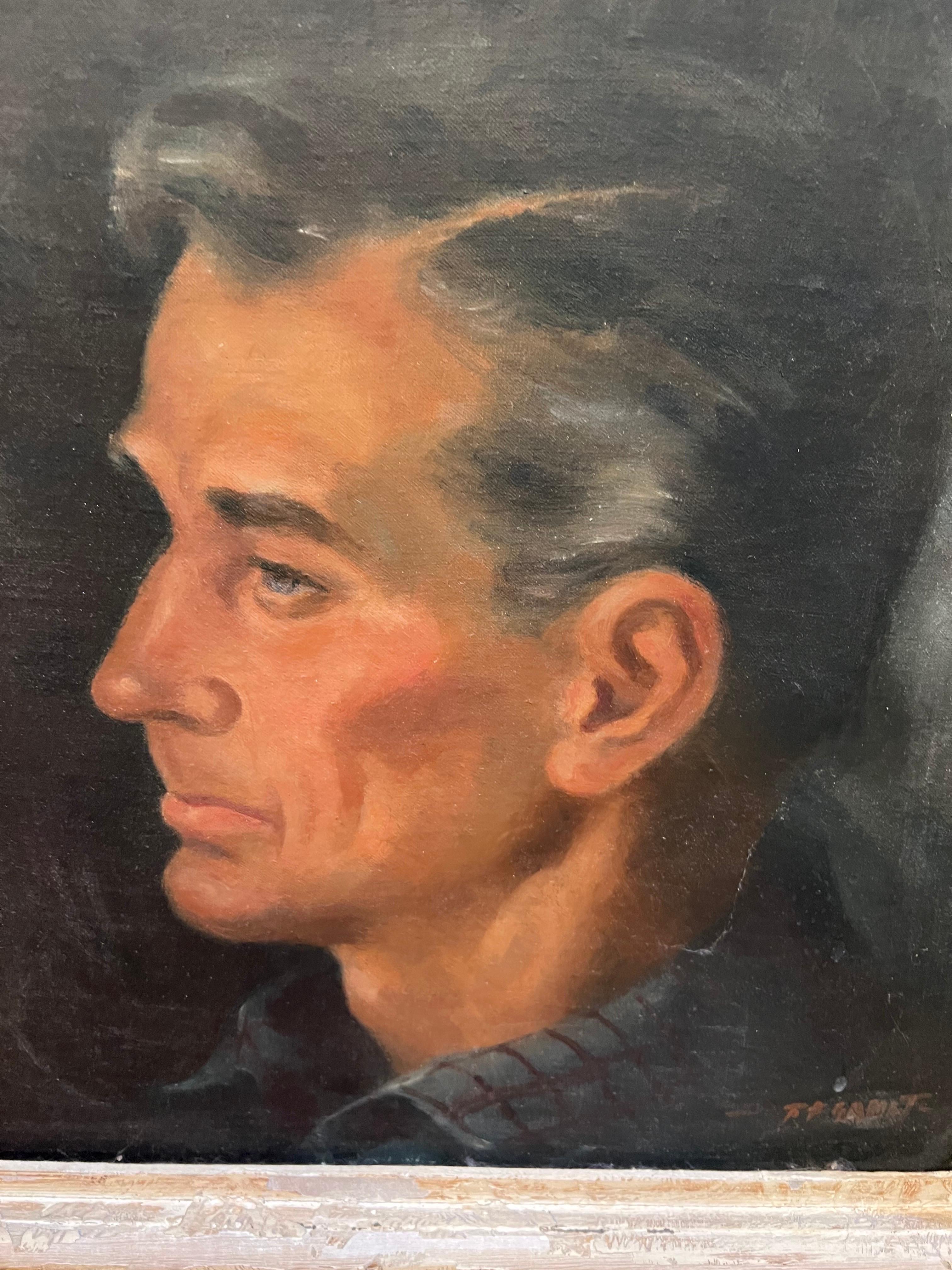 Robert Franklin Gault Signed Portrait of a Male In Good Condition For Sale In Redding, CT