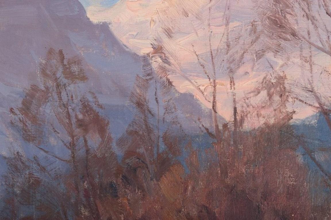 Robert Franz Curry, gelisteter amerikanischer Künstler. Öl auf Leinwand. Winterlandschaft 1