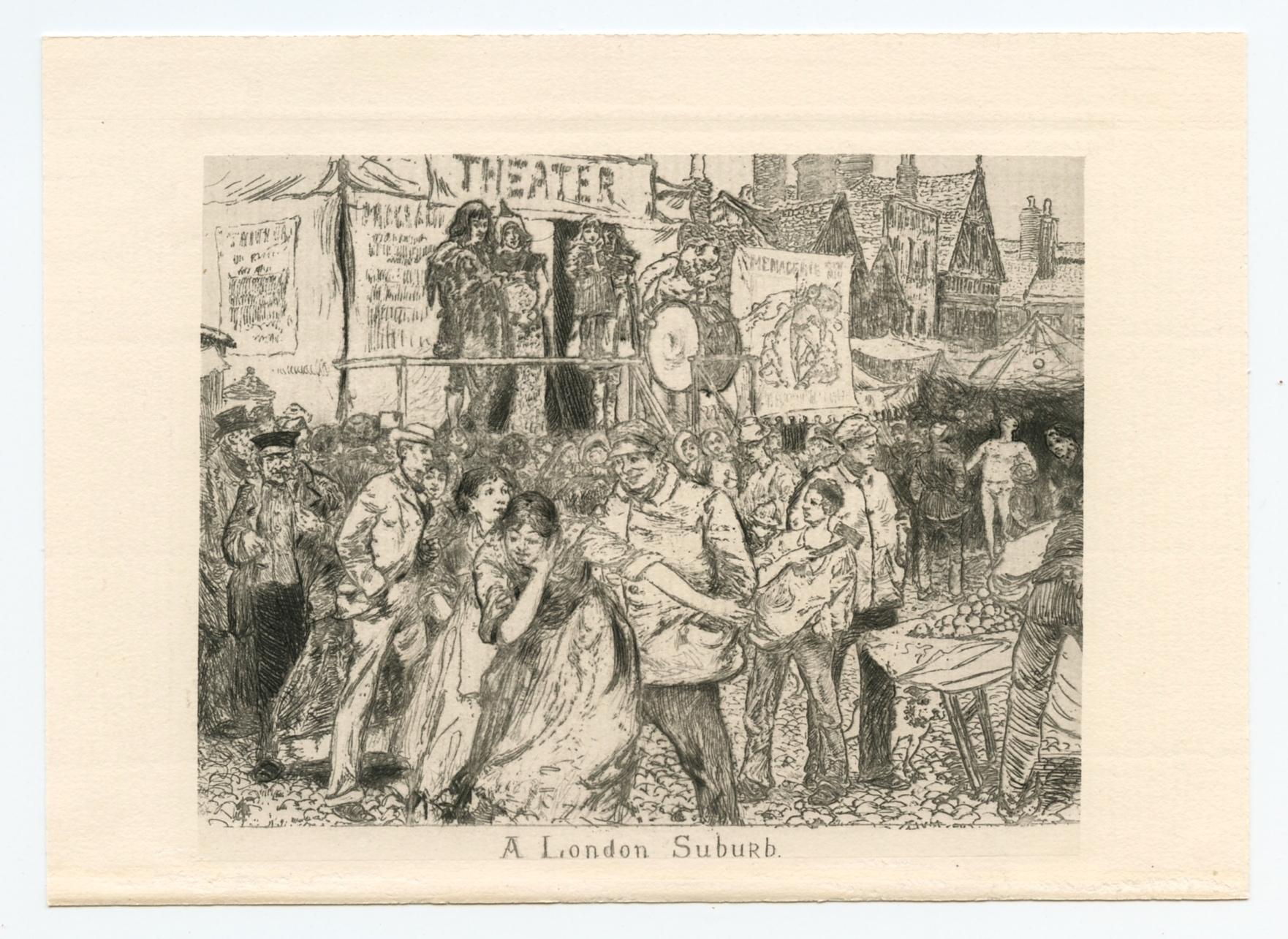 "A London Suburb" original etching - Print by Robert Frederick Blum