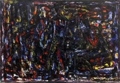 "Human Silhouette" Pittura ad olio su tela con figure astratte della metà del secolo scorso