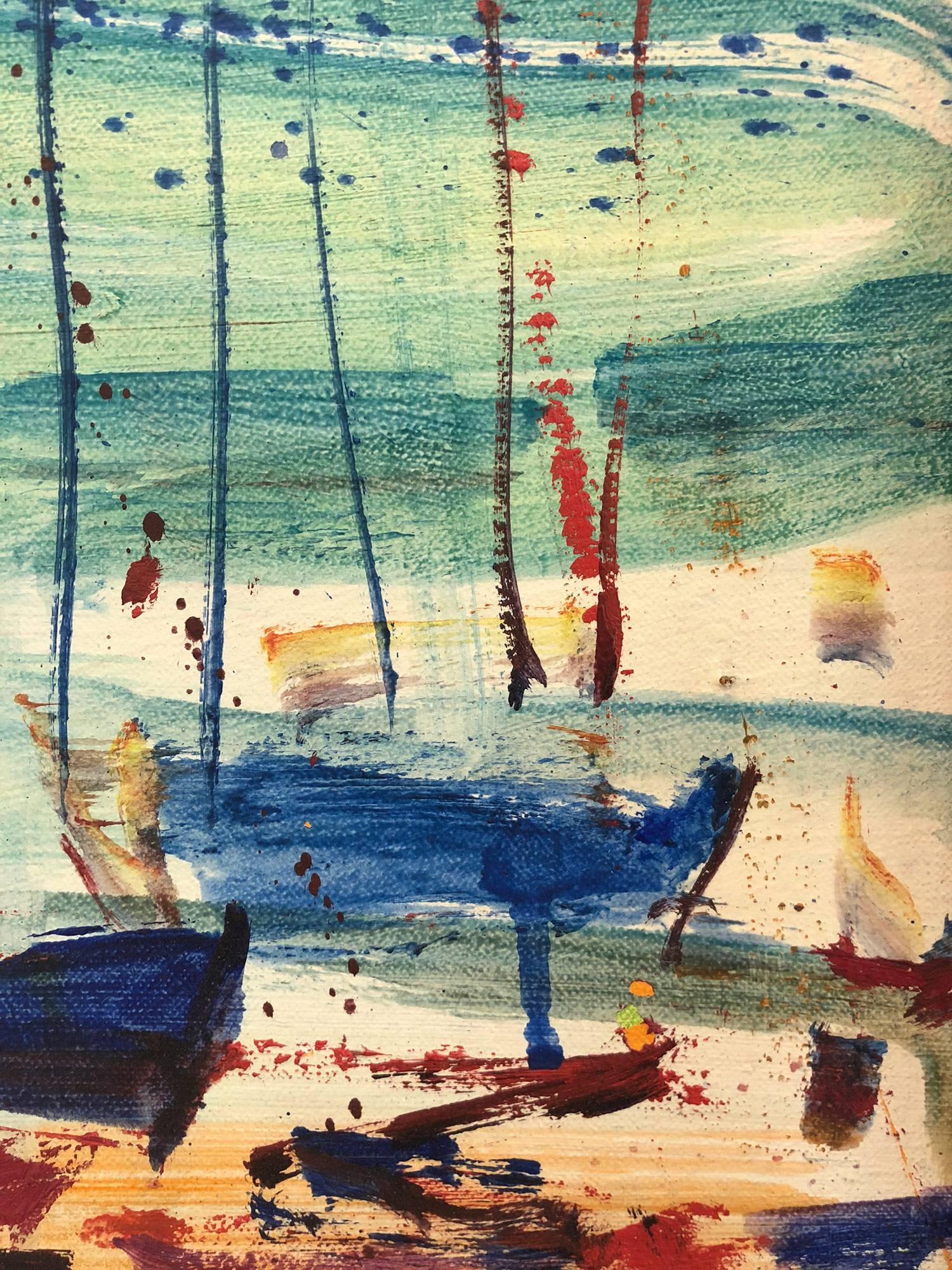 Large Abstract Boats on the Sea Shore For Sale 2
