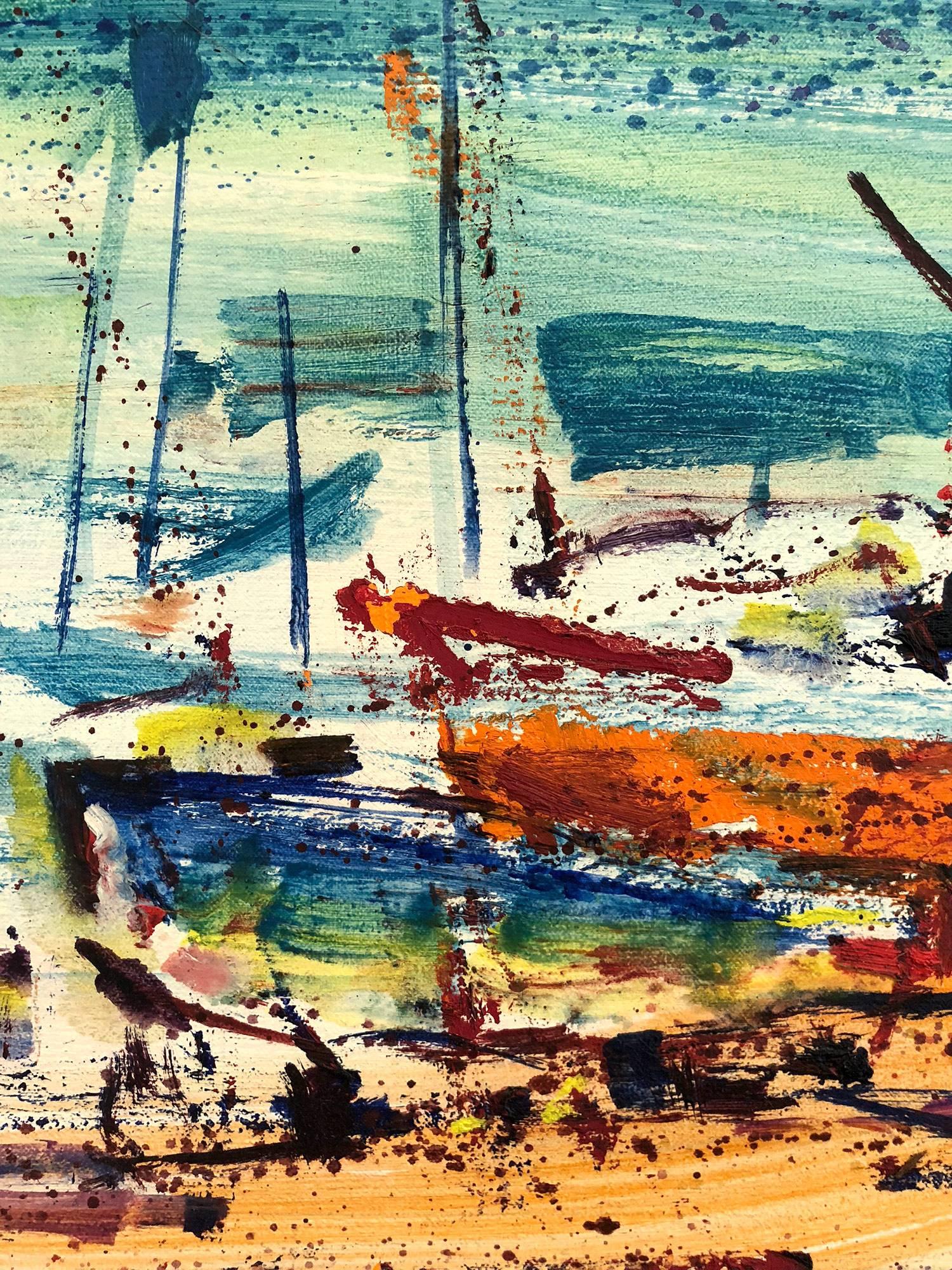 Large Abstract Boats on the Sea Shore For Sale 7