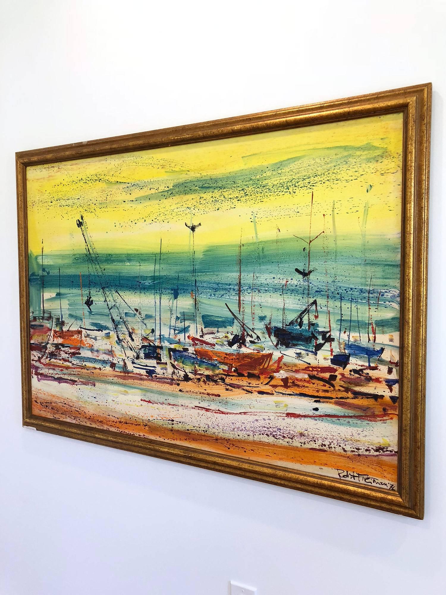 Large Abstract Boats on the Sea Shore For Sale 8
