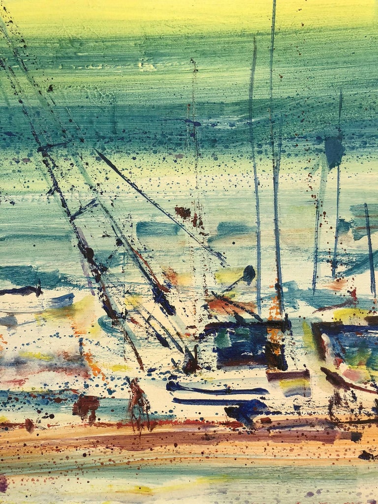 Robert Freiman Large Abstract Boats on the Sea Shore For Sale at 1stDibs