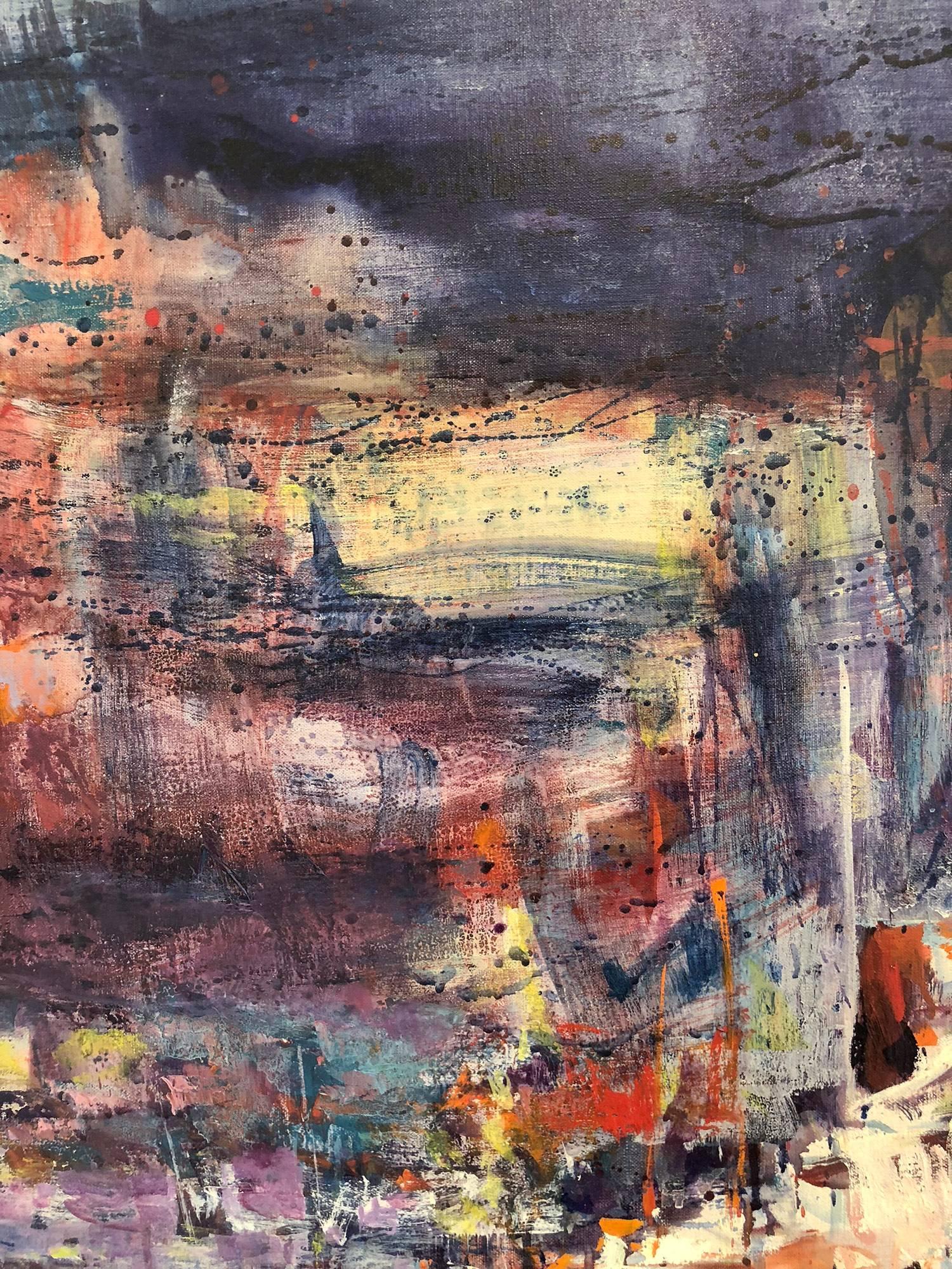 Abstrakte Hafenszene in See (Abstrakter Impressionismus), Painting, von Robert Freiman