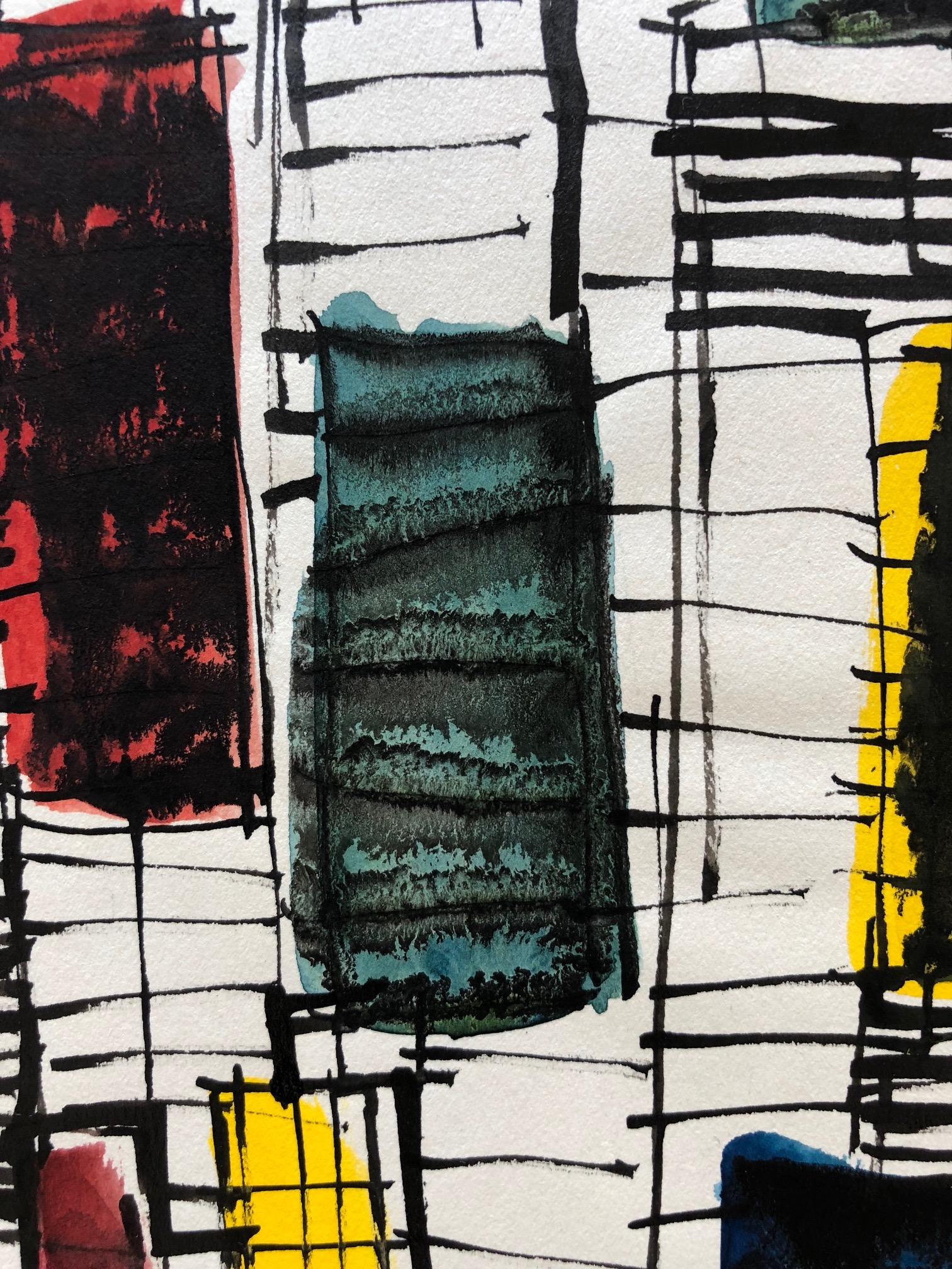 Mid-Century Modern Robert Freiman Watercolor and Ink on Paper, 1957 For Sale