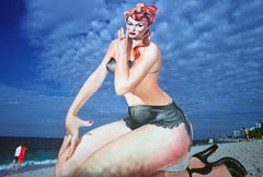 Vintage 1950s Girly Pin-Up Hangs out on Miami Beach in the 1970s