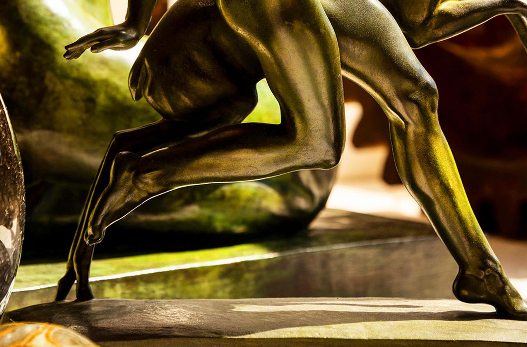 Art Deco Nude Girl and Fawn Statue Photograph For Sale 2