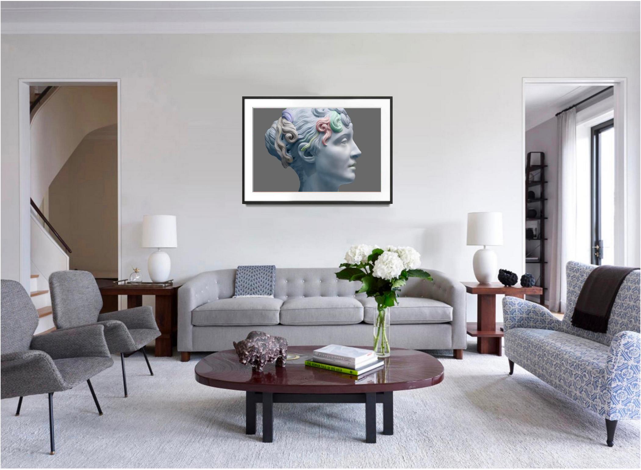 Classical Marble Bust in Profile - Photograph by Robert Funk