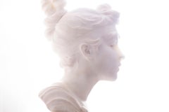 Classical White Marble Statue Phyrne in Silhouette Study in White and Yellow 