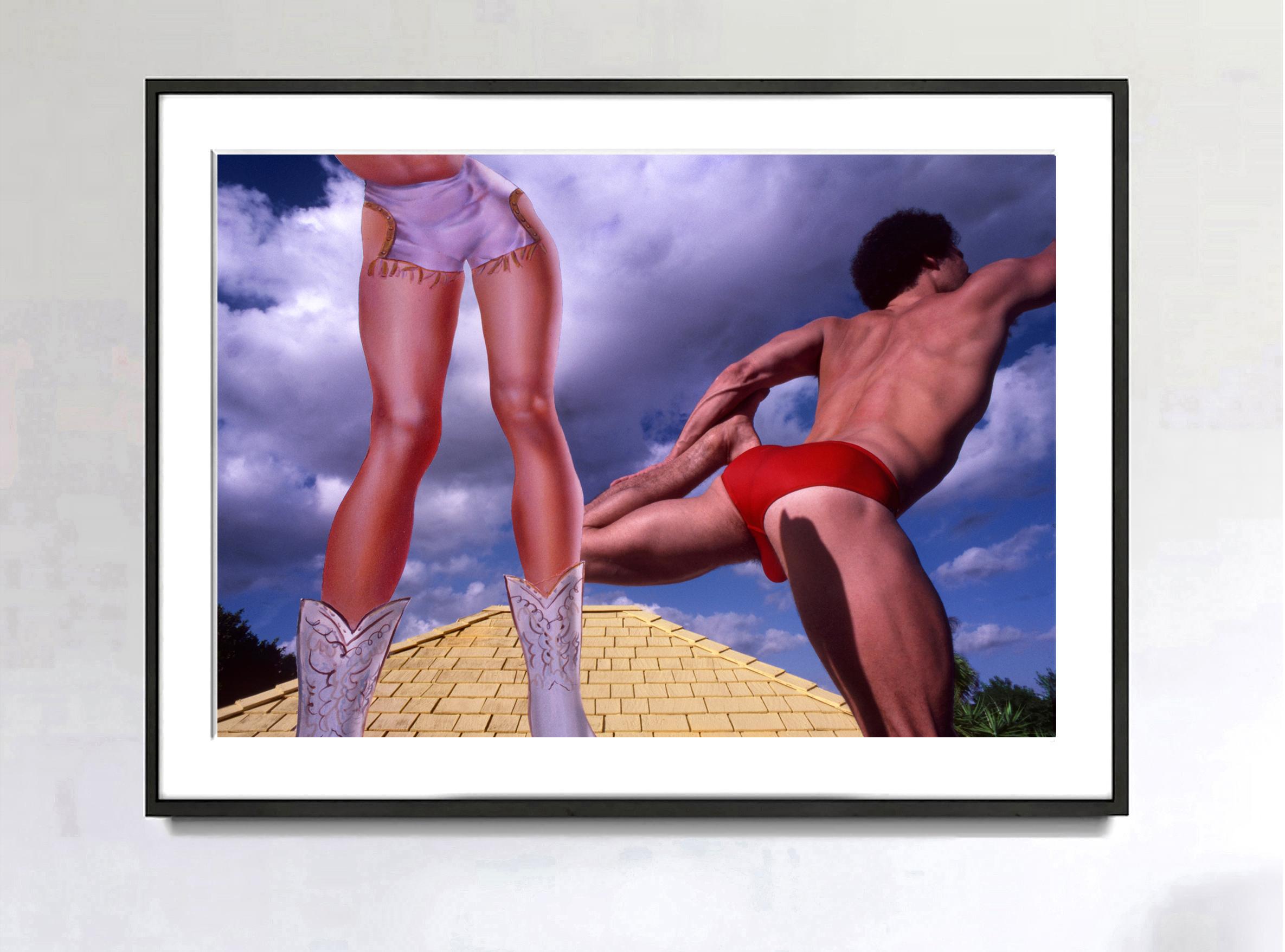 Muscular Male and  Leggy Female Figure on the Roof For Sale 1
