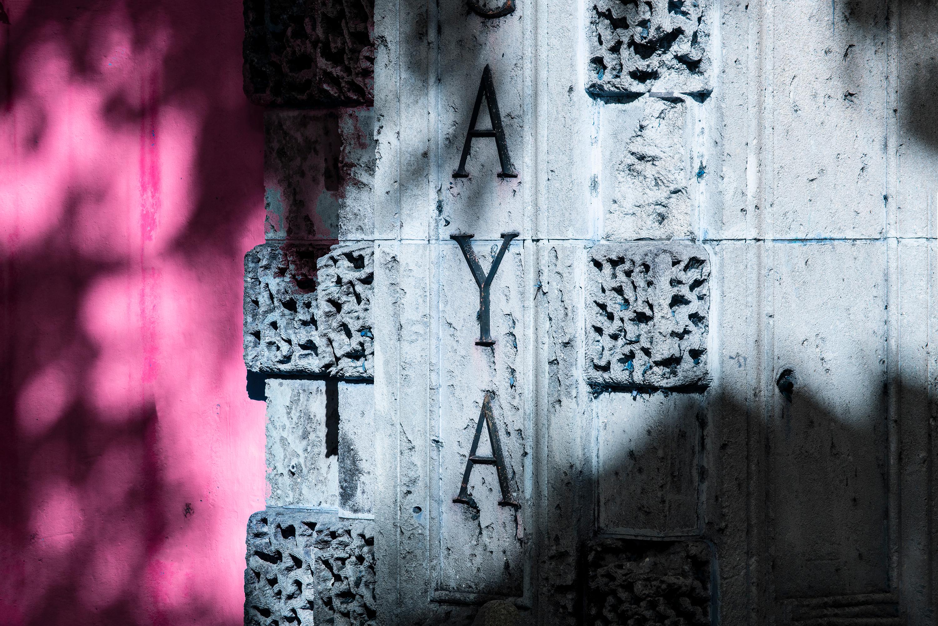 Robert Funk Abstract Photograph - Vizcaya Gray and Pink Facade - Neutral Monochromatic Colors