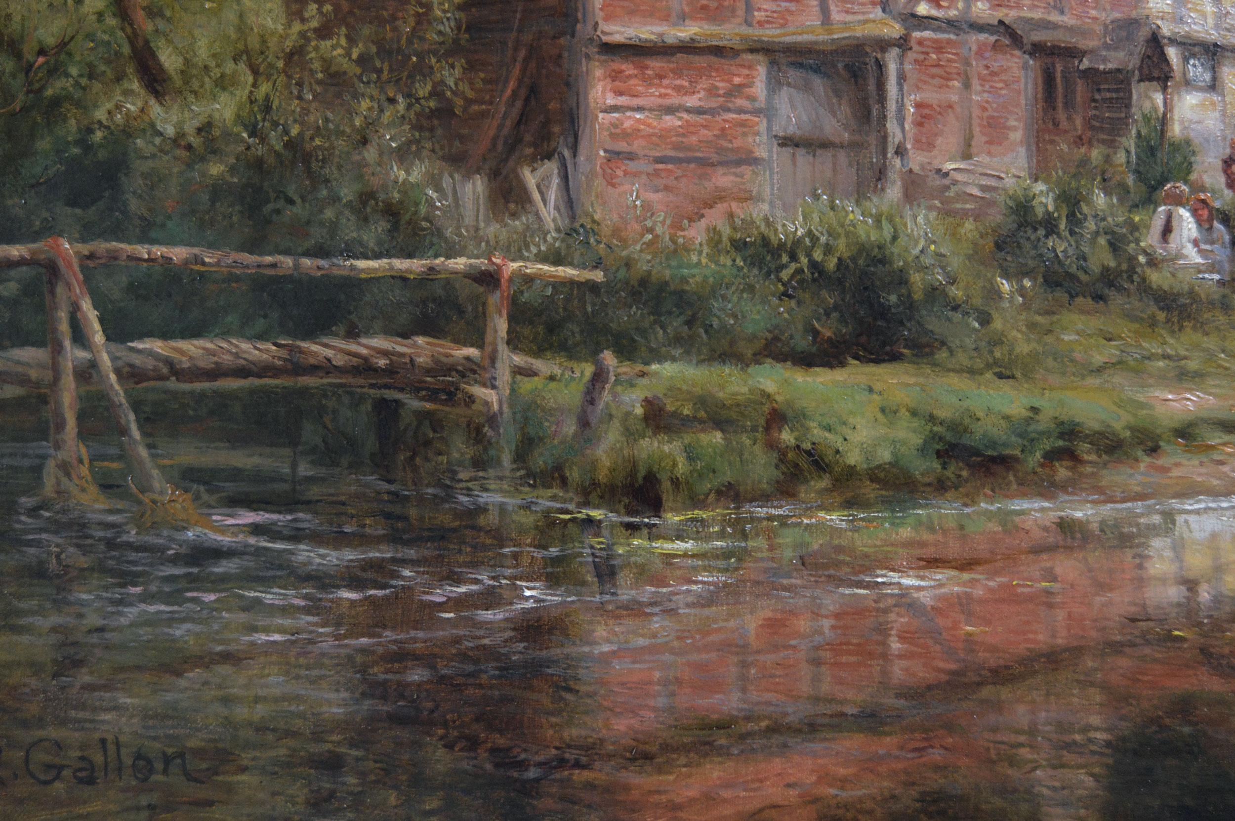 Peinture à l'huile du 19e siècle représentant une ferme du Surrey par Robert Gallon en vente 5