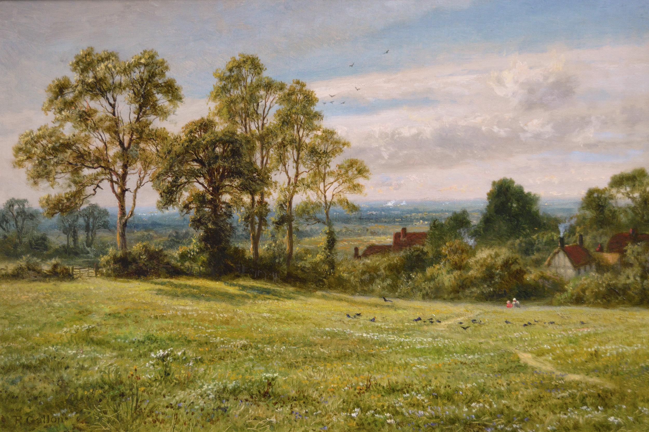 19th Century pair of landscape oil paintings of Loch Katrine & Brill, Bucks  - Painting by Robert Gallon