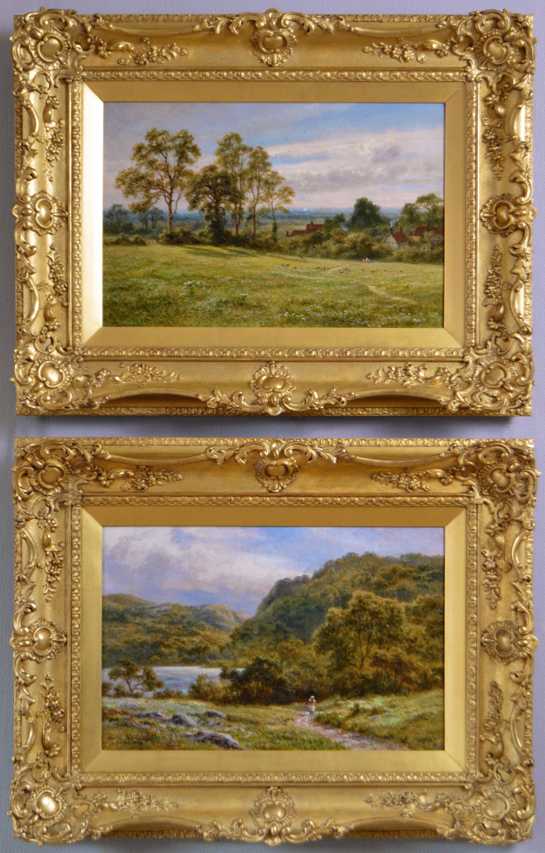Robert Gallon Landscape Painting - 19th Century pair of landscape oil paintings of Loch Katrine & Brill, Bucks 