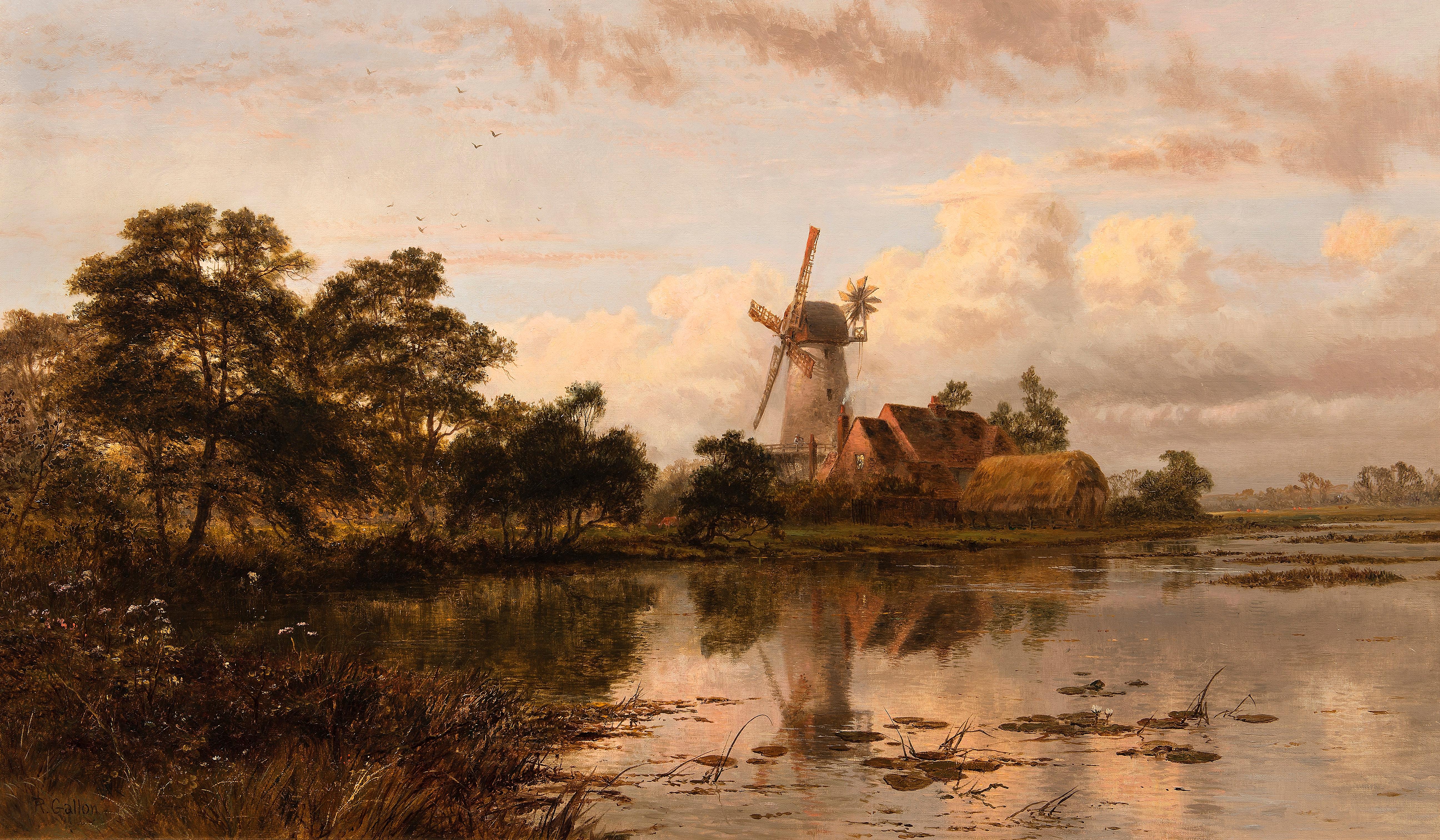 A Suffolk Mill - Painting by Robert Gallon