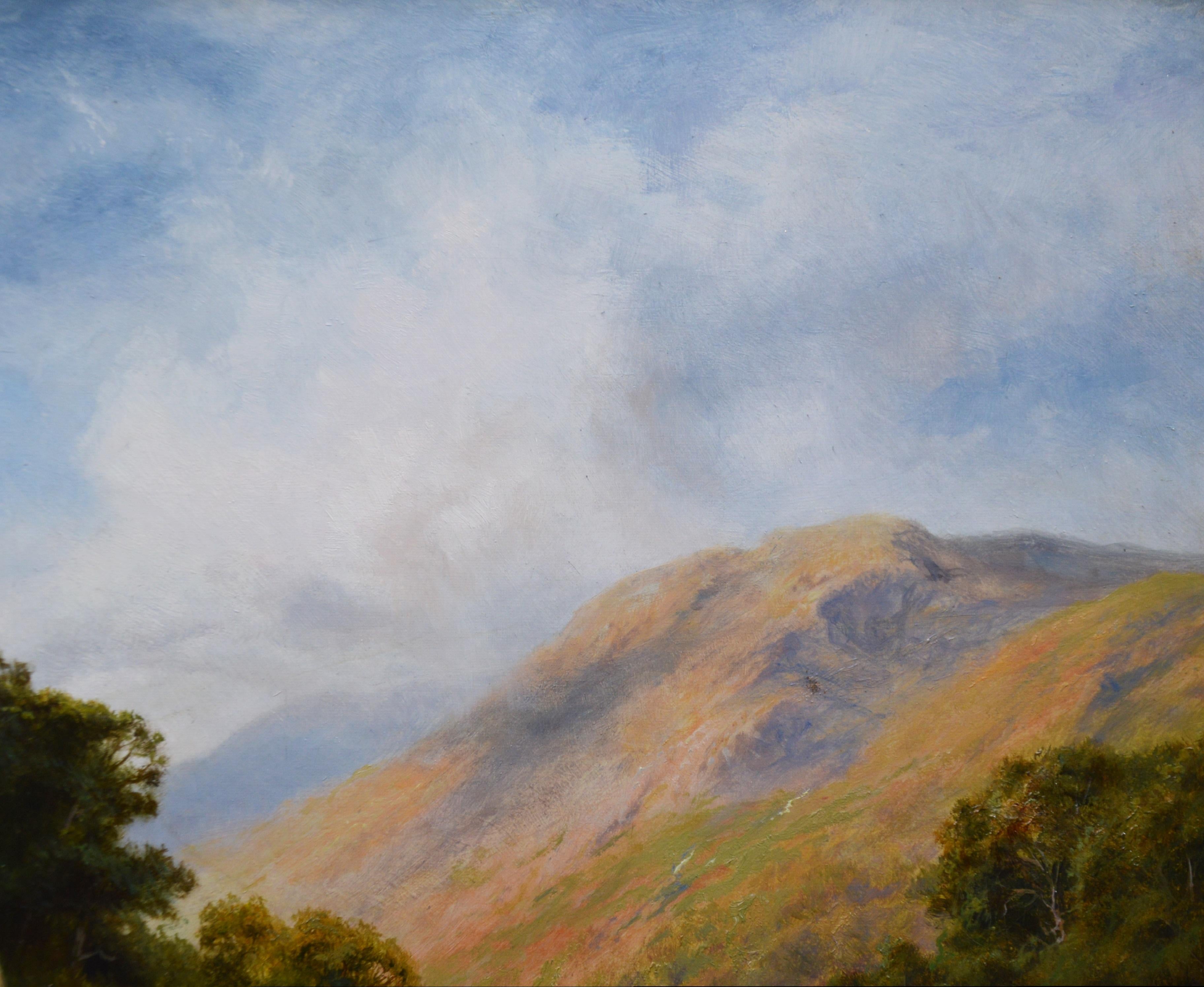 Dans la vallée de Lledr - Grande peinture à l'huile d'un paysage d'été du 19e siècle - Snowdonia 2