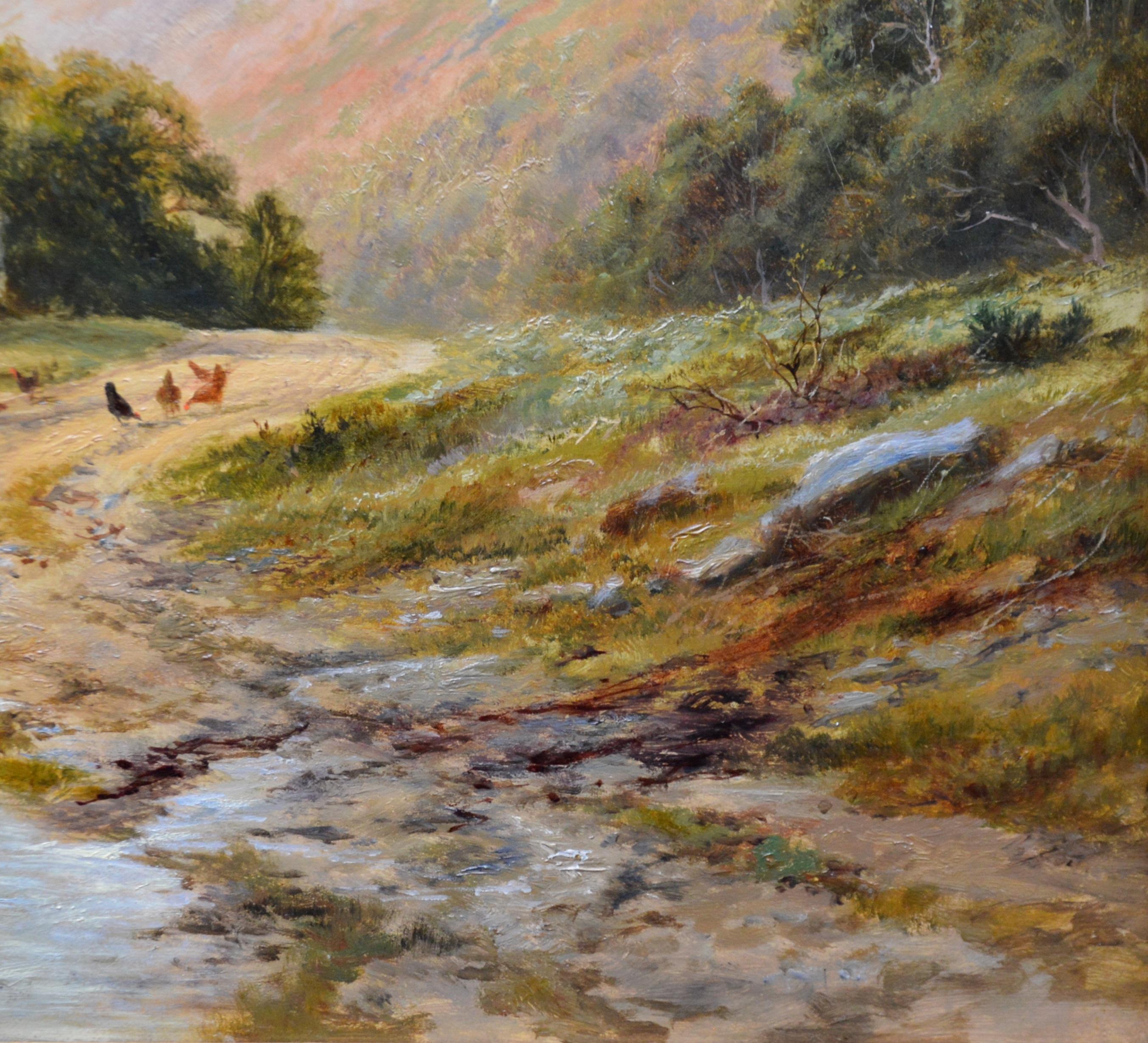 Dans la vallée de Lledr - Grande peinture à l'huile d'un paysage d'été du 19e siècle - Snowdonia 4
