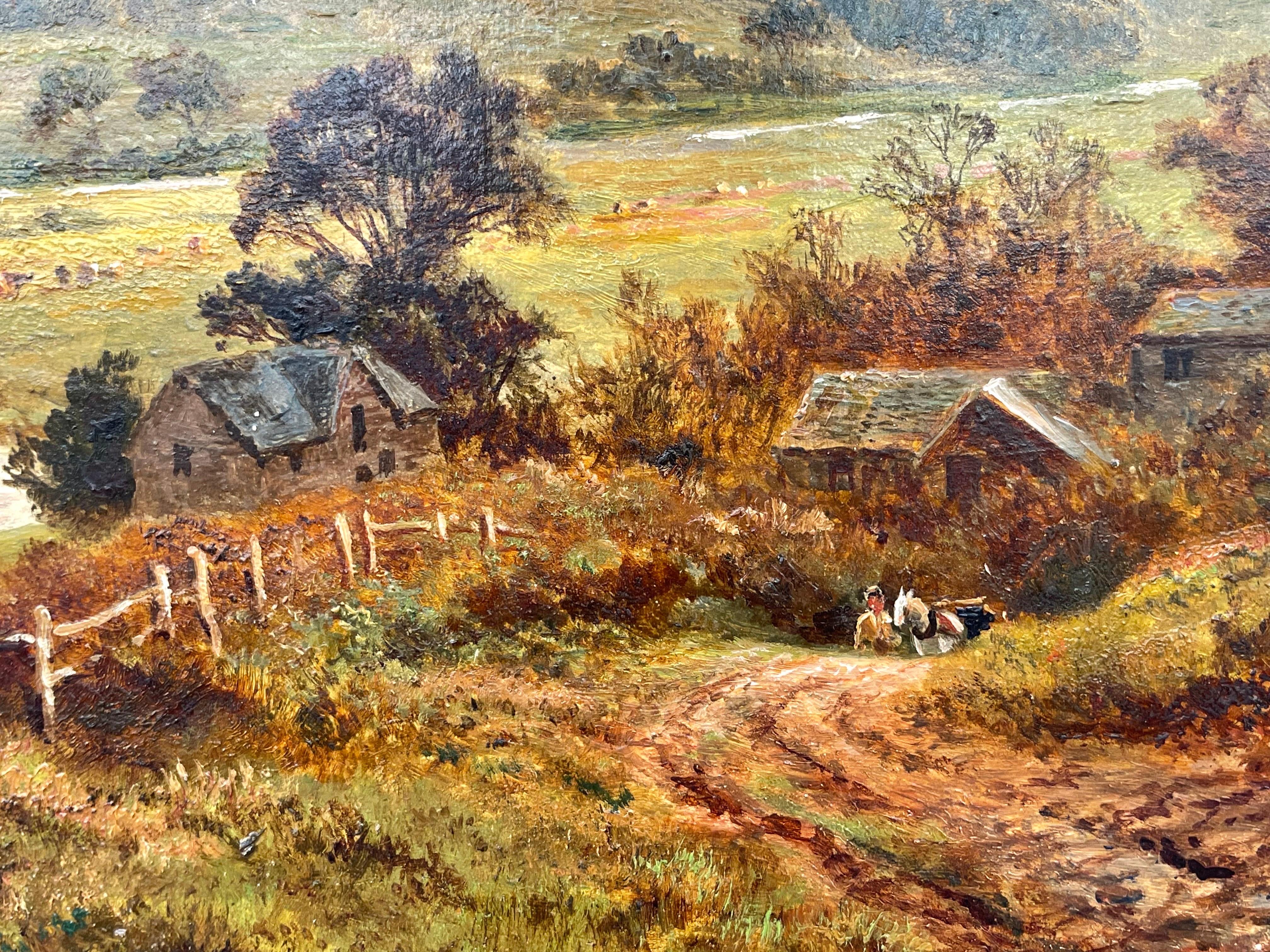Oil Painting of Welsh Hamlet with Snowdon in the distance by 19th Century Artist 5