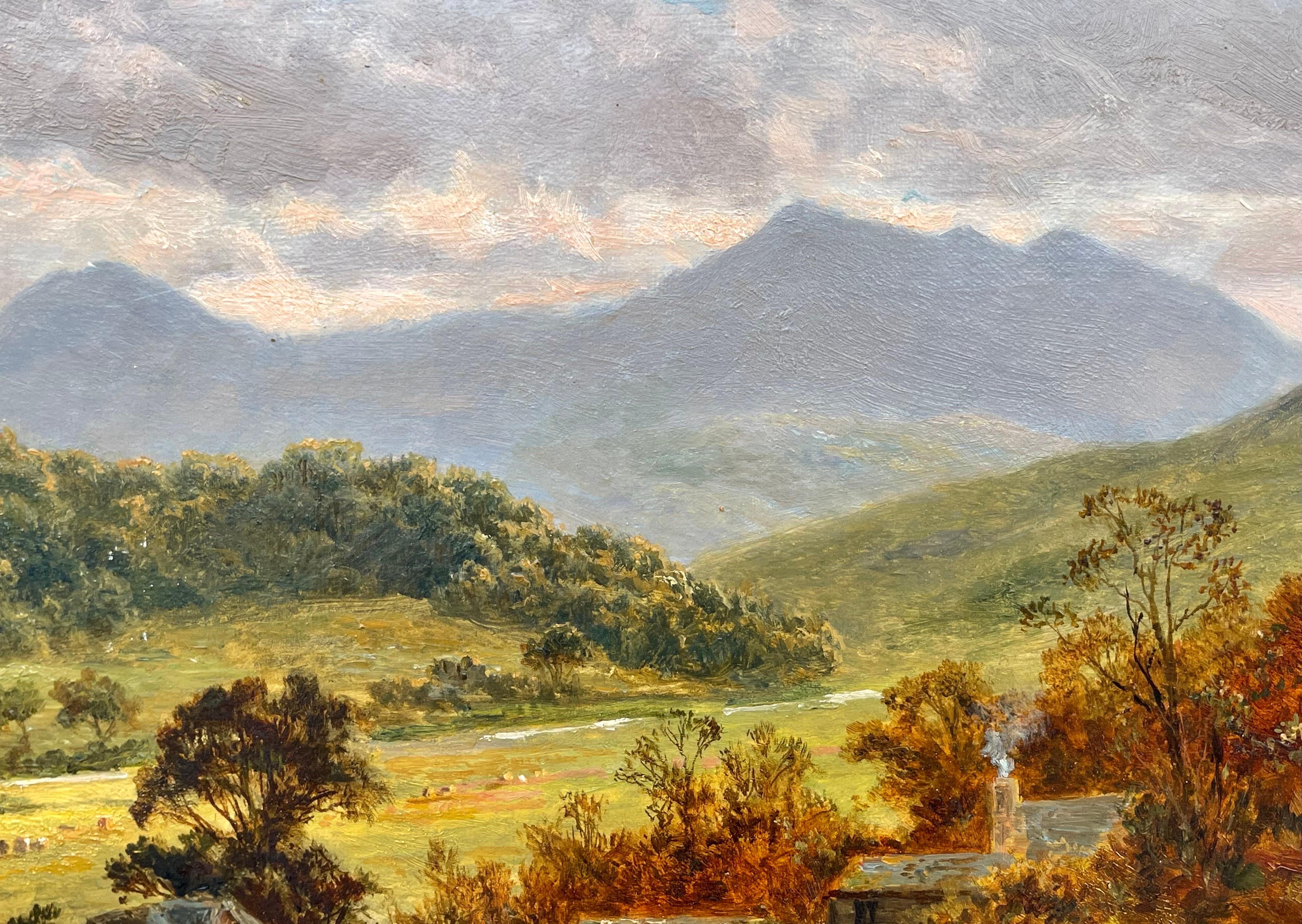 Oil Painting of Welsh Hamlet with Snowdon in the distance by 19th Century Artist 6