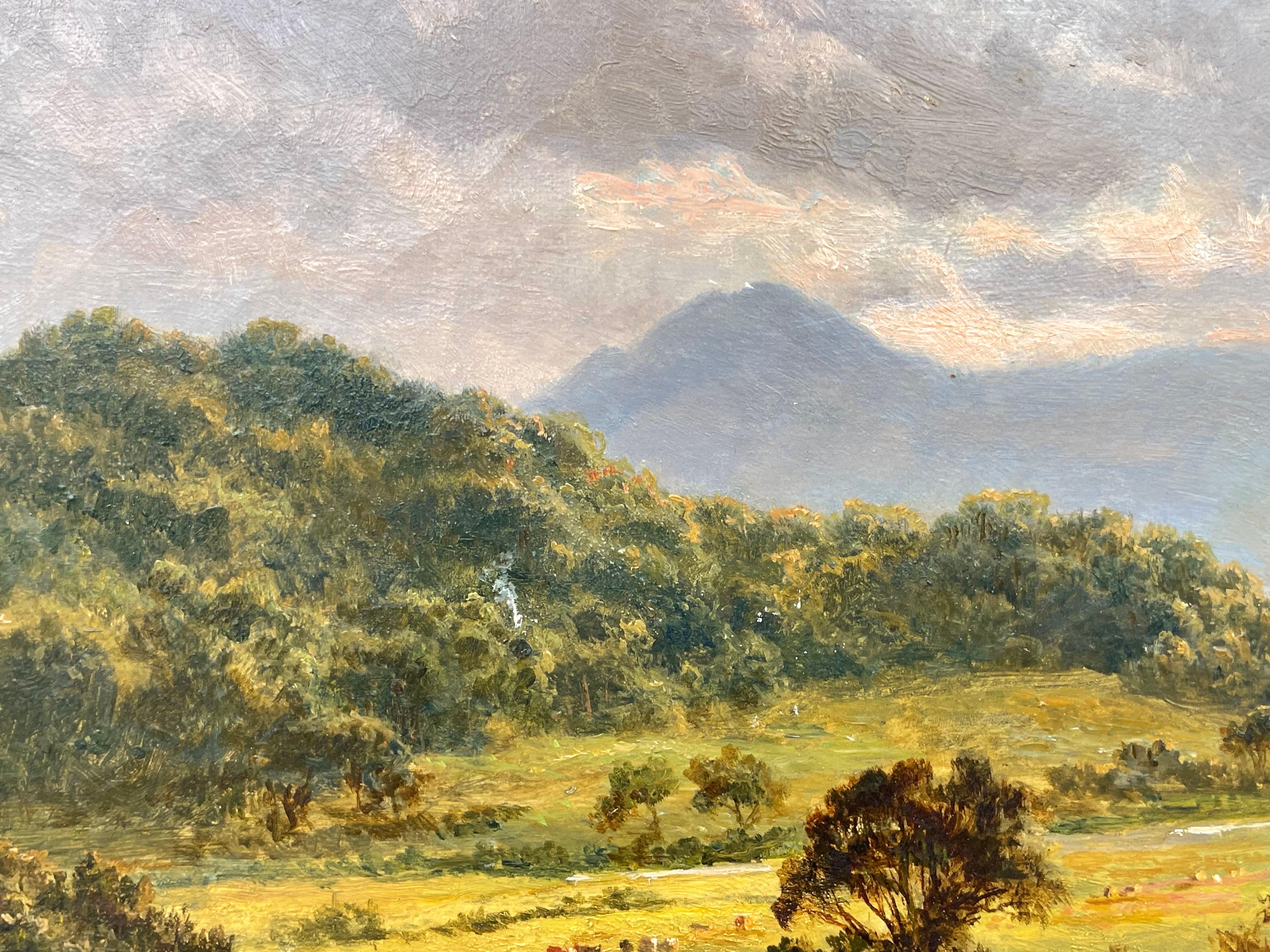 Oil Painting of Welsh Hamlet with Snowdon in the distance by 19th Century Artist 8